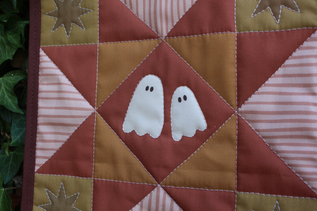 Ghost - Green/Orange/Yellow - Mini Quilt Wall Hanging - Autumn Collection