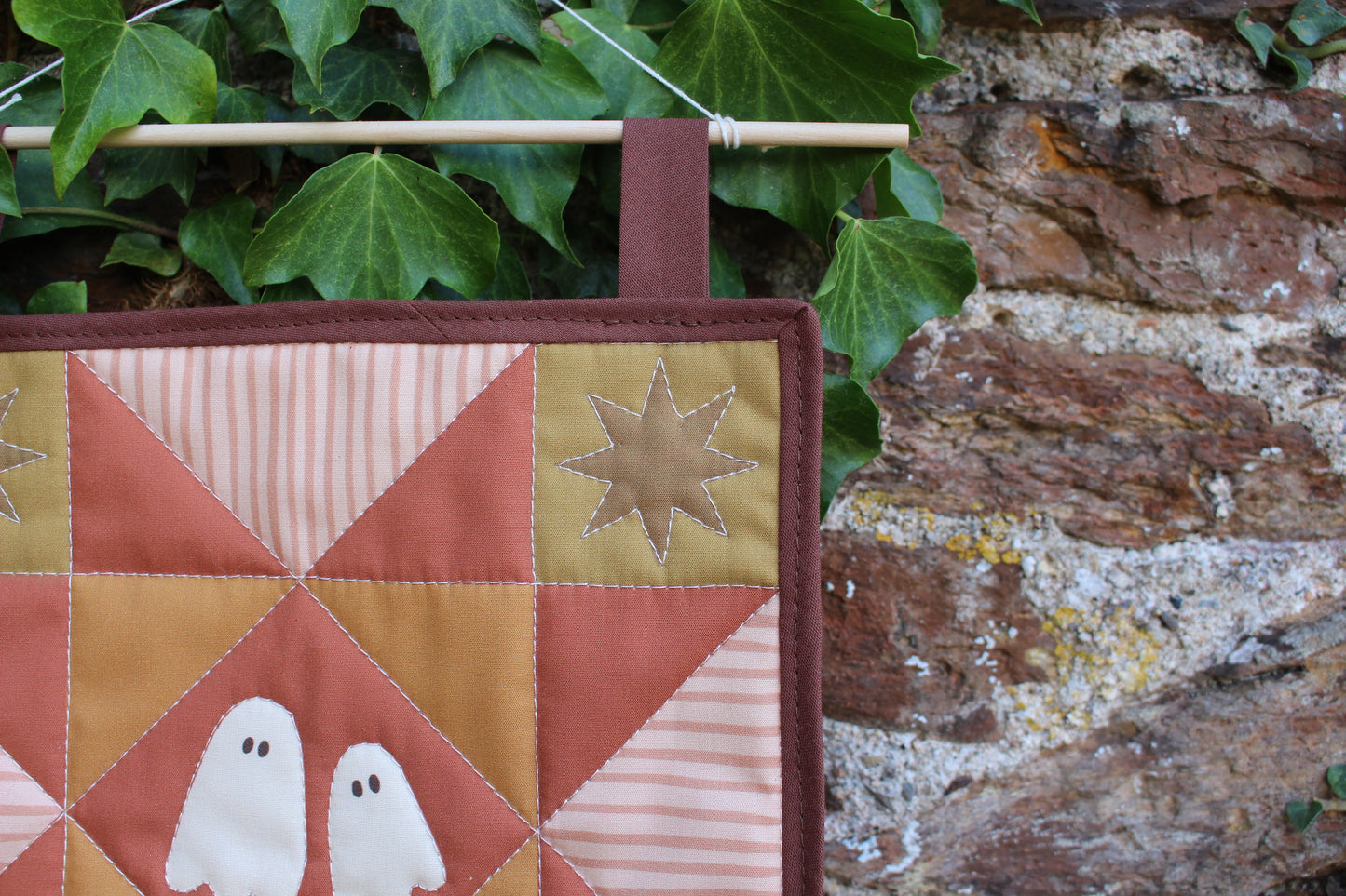 Ghost - Green/Orange/Yellow - Mini Quilt Wall Hanging - Autumn Collection