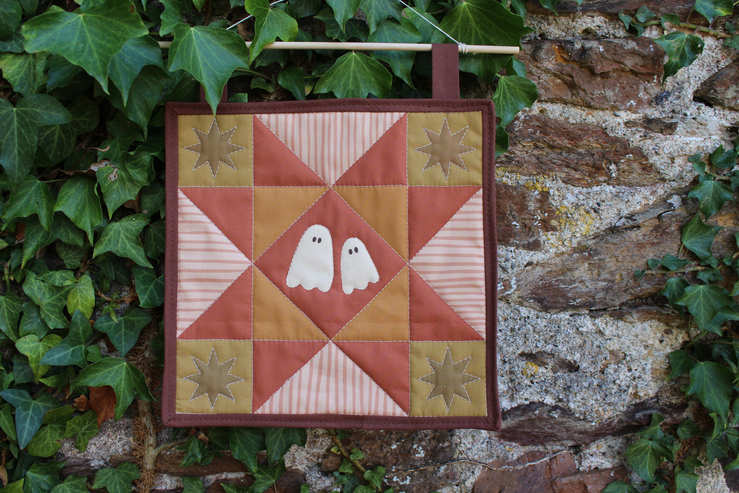 Ghost - Green/Orange/Yellow - Mini Quilt Wall Hanging - Autumn Collection
