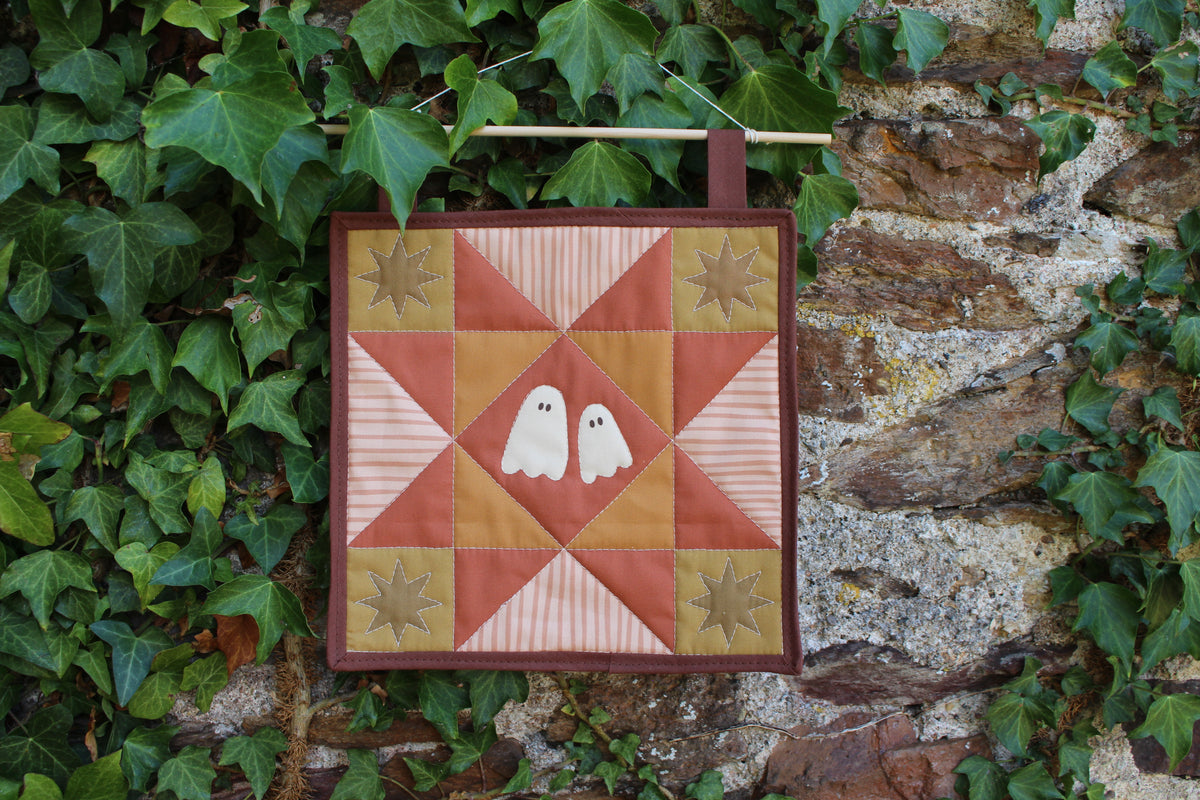 Ghost - Green/Orange/Yellow - Mini Quilt Wall Hanging - Autumn Collection