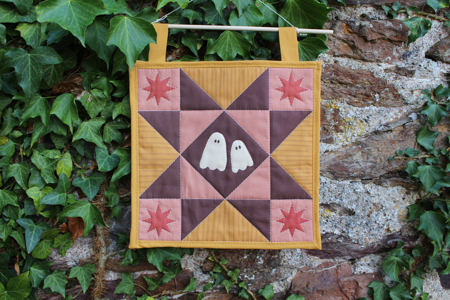 Ghost - Yellow/Pink - Mini Quilt Wall Hanging - Autumn Collection