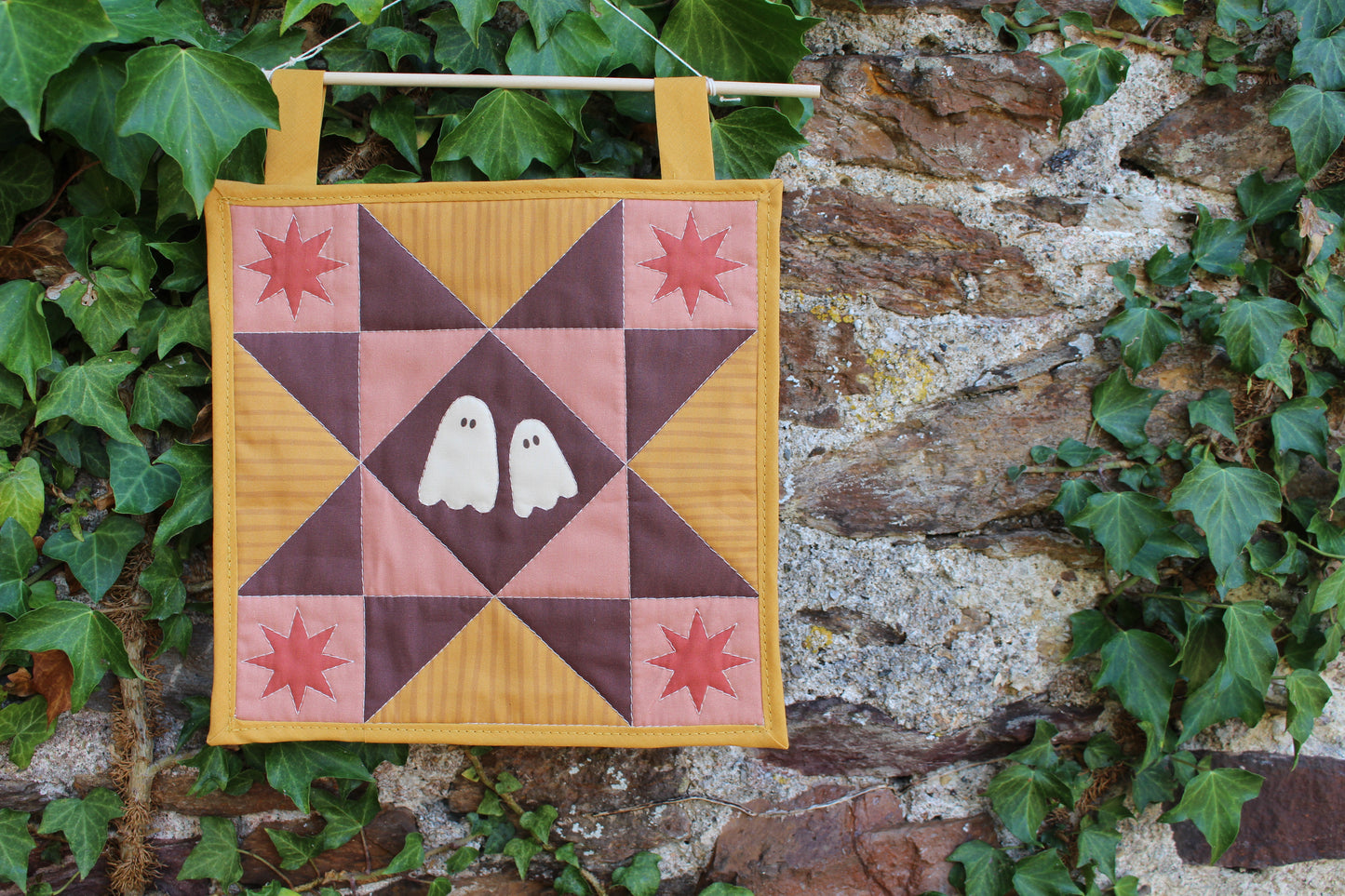 Ghost - Yellow/Pink - Mini Quilt Wall Hanging - Autumn Collection