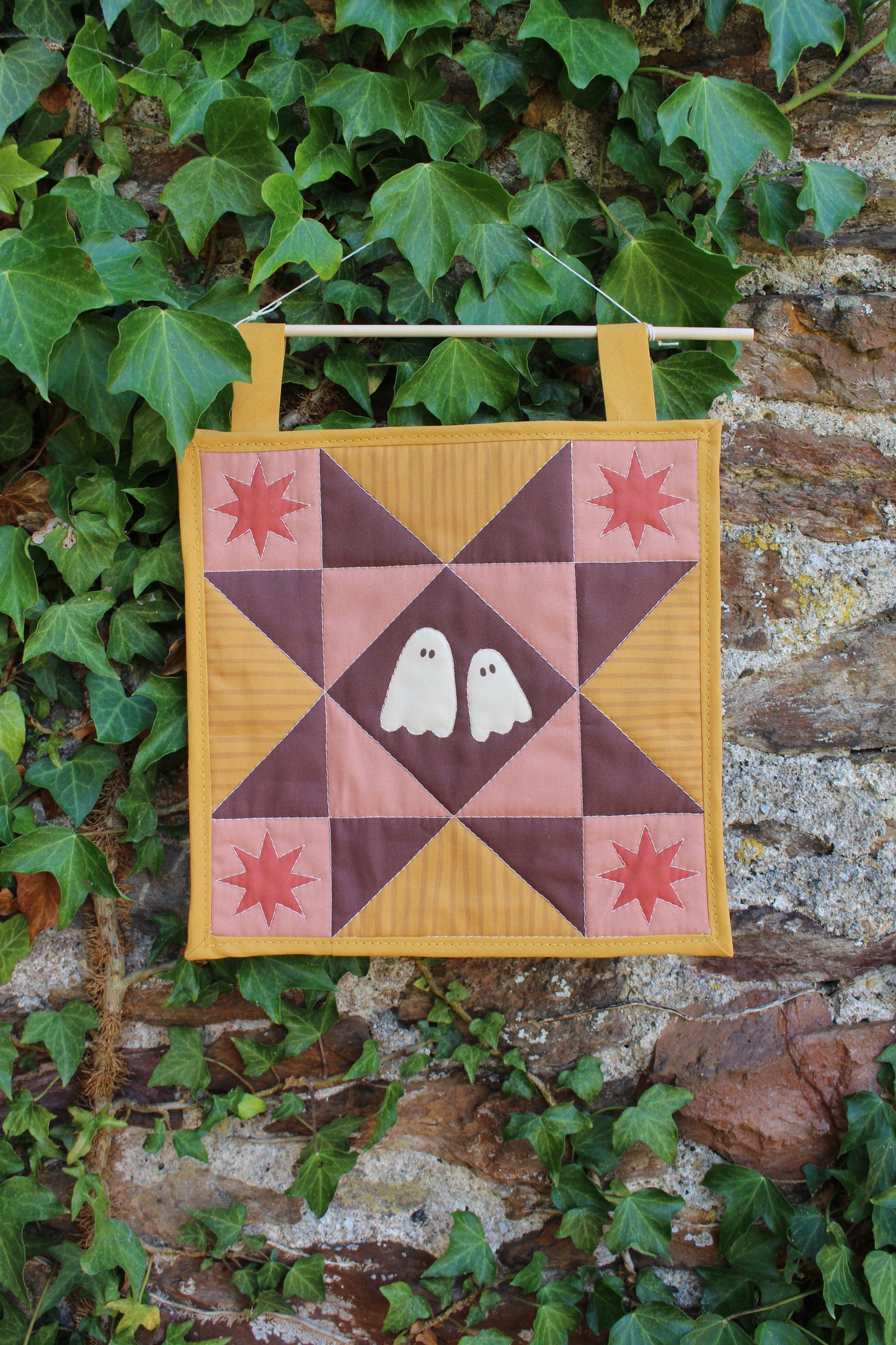 Ghost - Yellow/Pink - Mini Quilt Wall Hanging - Autumn Collection