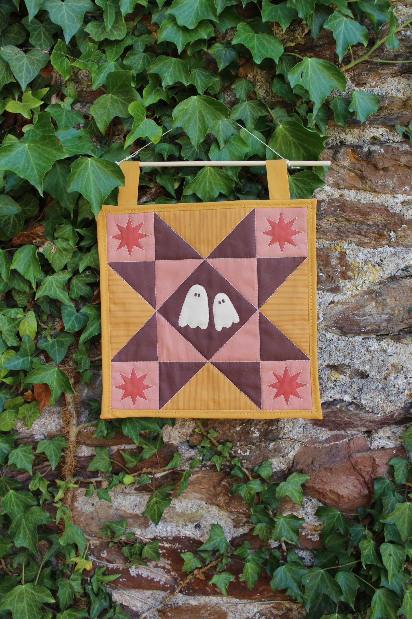 Ghost - Yellow/Pink - Mini Quilt Wall Hanging - Autumn Collection