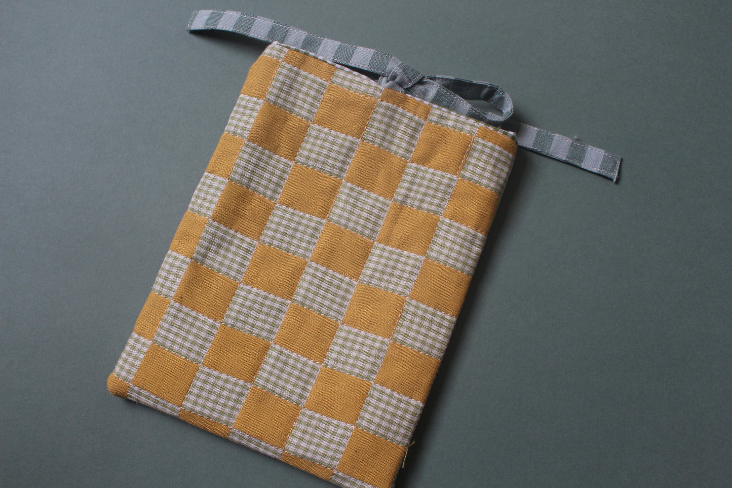 Quilted Book Sleeve - Green Moon Moth - Extra Small - Kindle E-reader Size