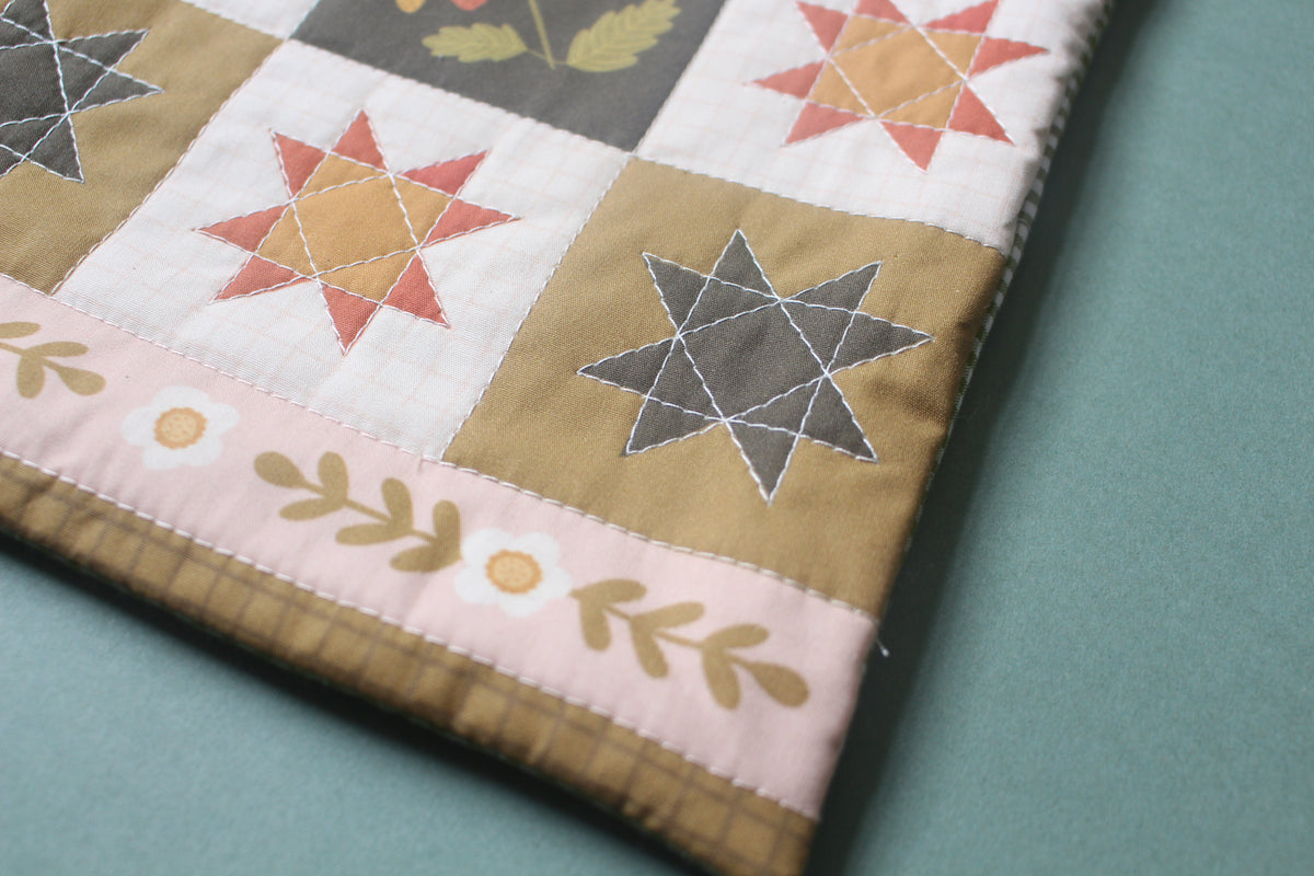 Quilted Book Sleeve - Strawberry - Pink & Green - Medium - Paperback / Hardback