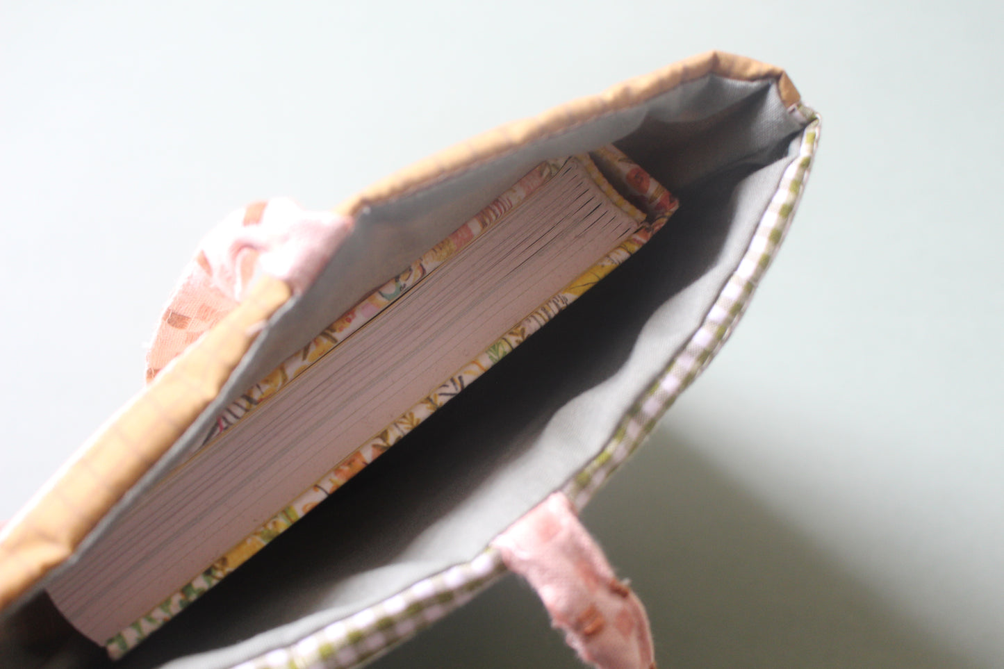 Quilted Book Sleeve - Strawberry - Pink & Green - Medium - Paperback / Hardback