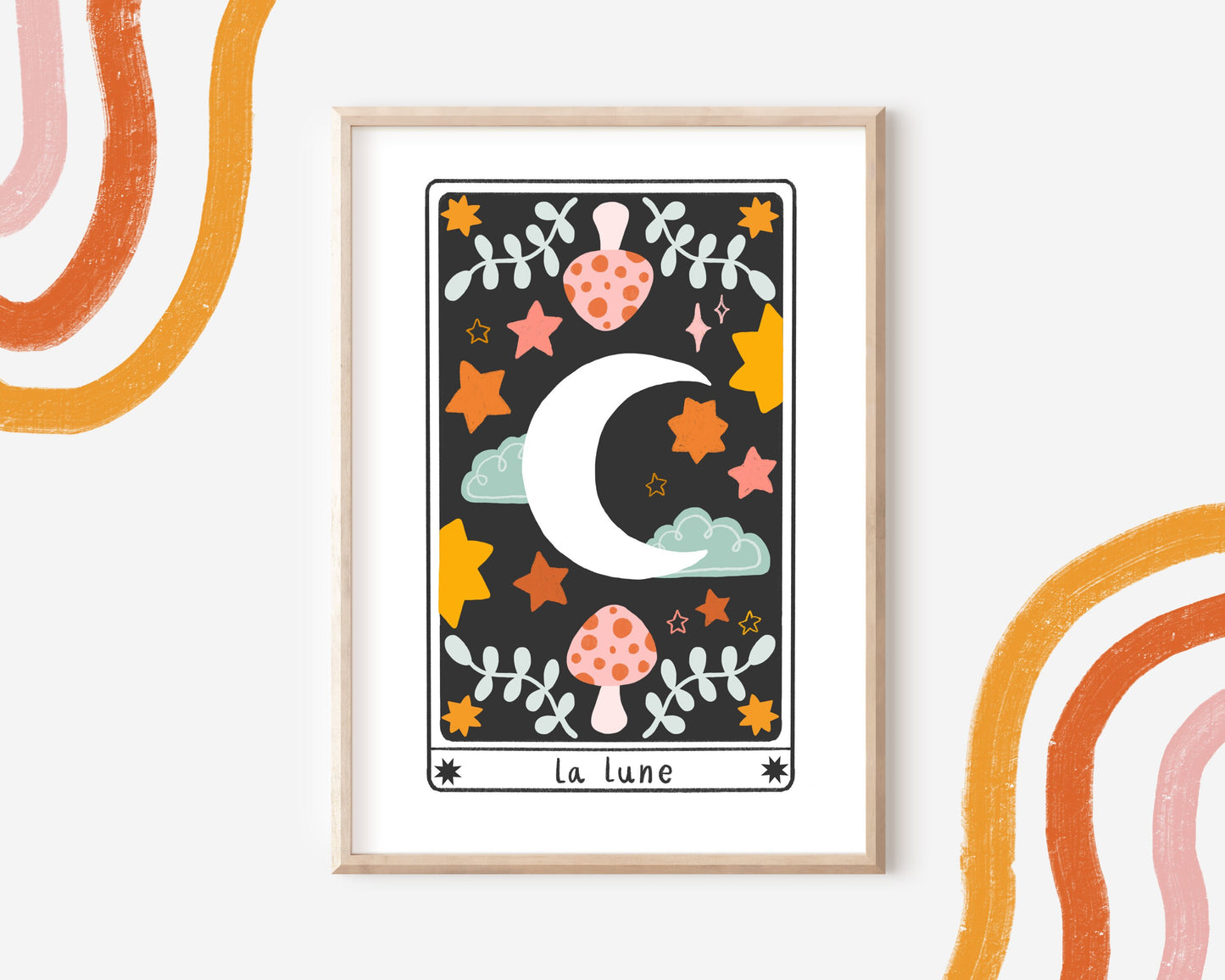 Moon Tarot Card Art Print – Whimsical Celestial Nursery Decor (A4 or A5)
