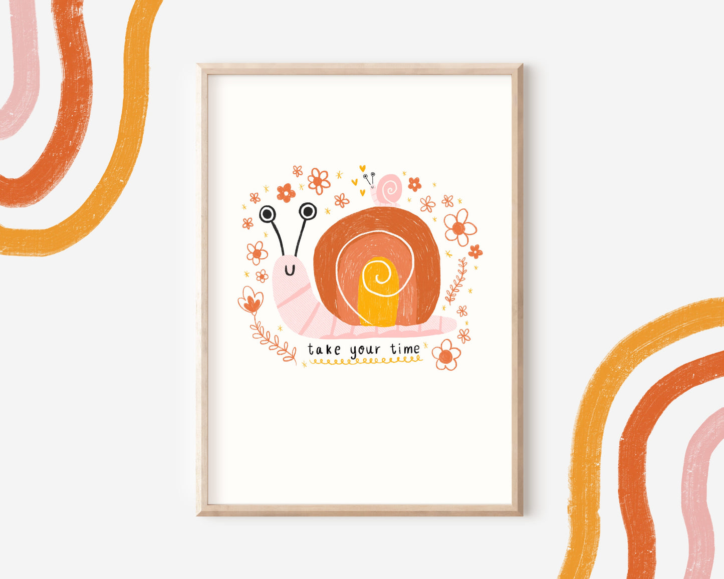Snail 'Take Your Time' Wall Art Print - Nursery Art, Kids Room Print, Positive Art