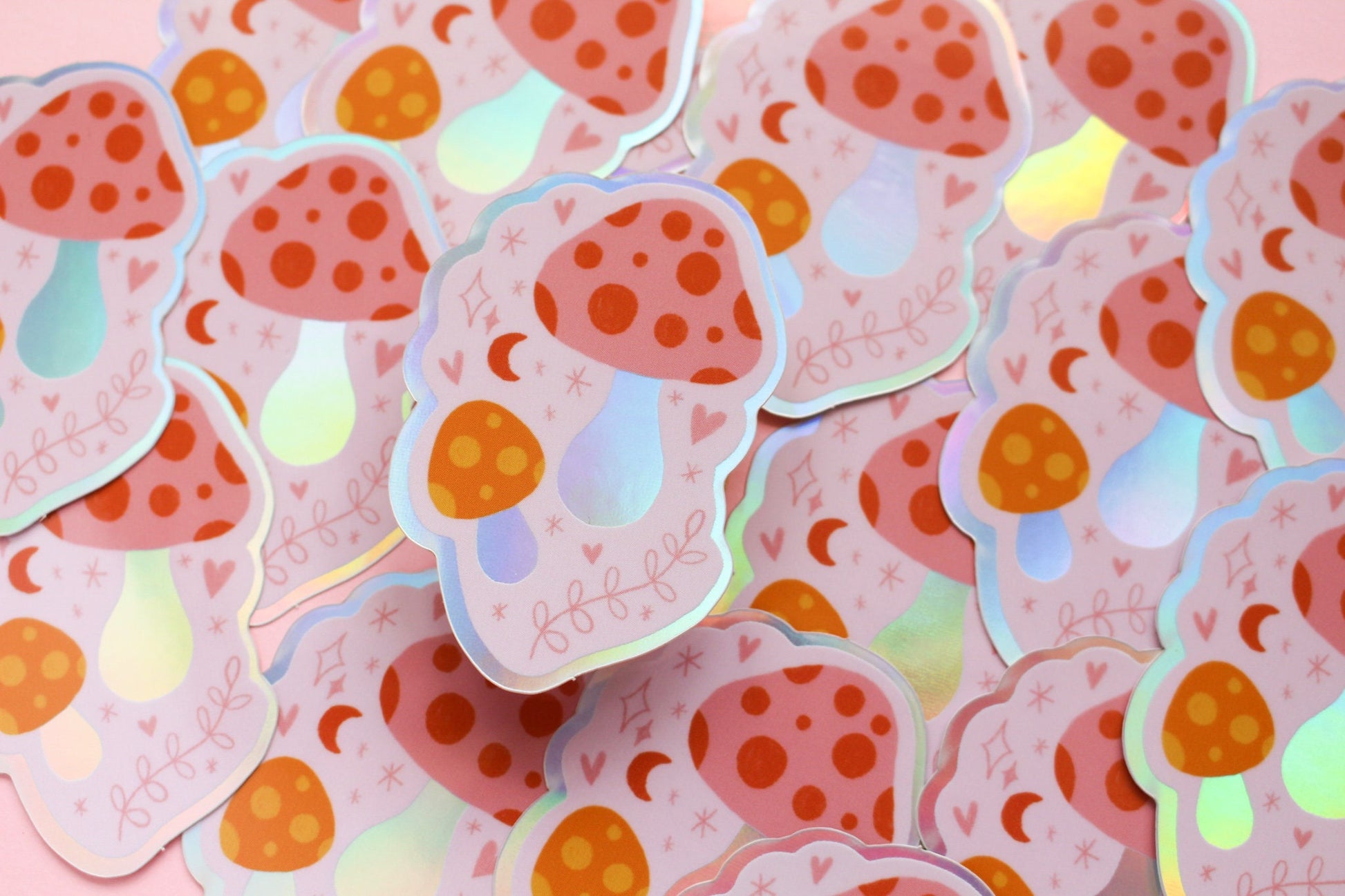 Mushroom Sticker Holographic Vinyl - Witchy, Magic, Cottagecore