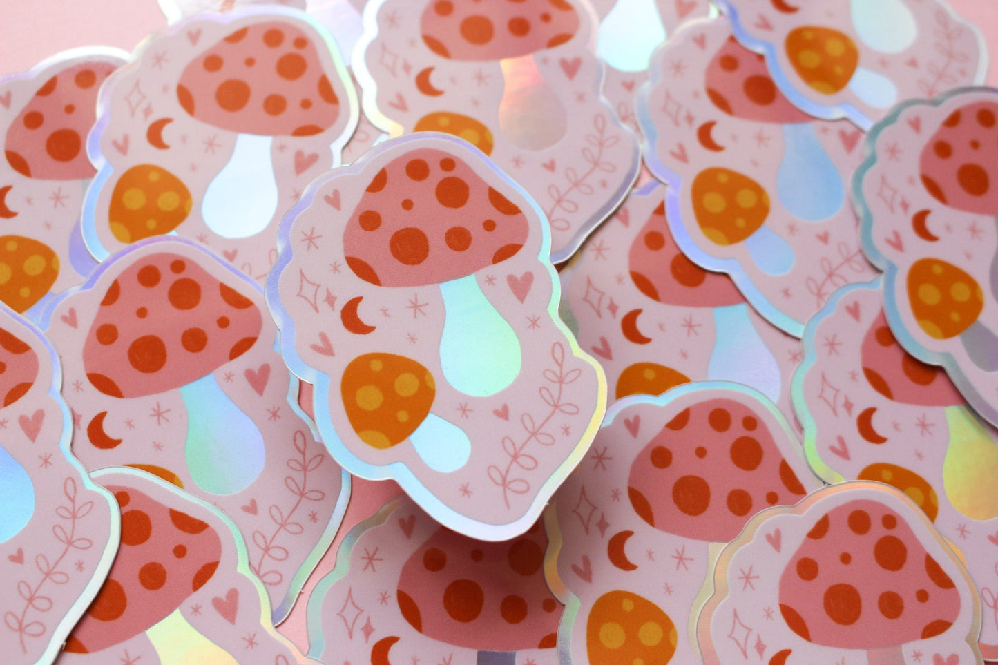Mushroom Sticker Holographic Vinyl - Witchy, Magic, Cottagecore