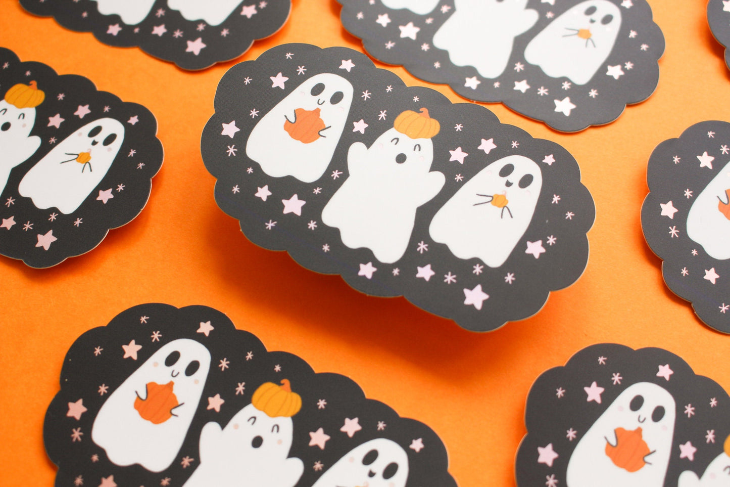 Cute Ghost Pumpkin Holographic Sticker - Matte Vinyl