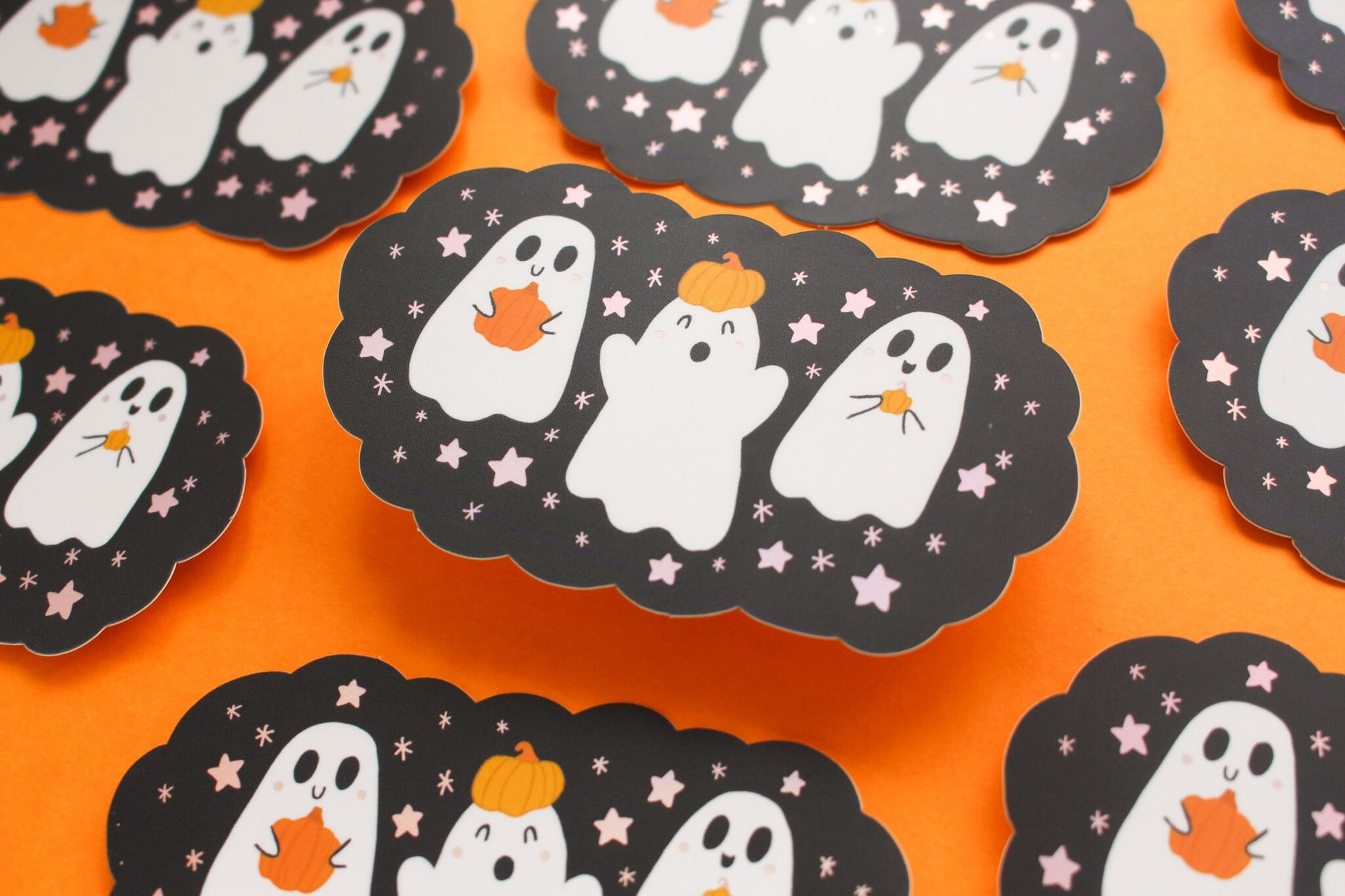 Cute Ghost Pumpkin Holographic Sticker - Matte Vinyl