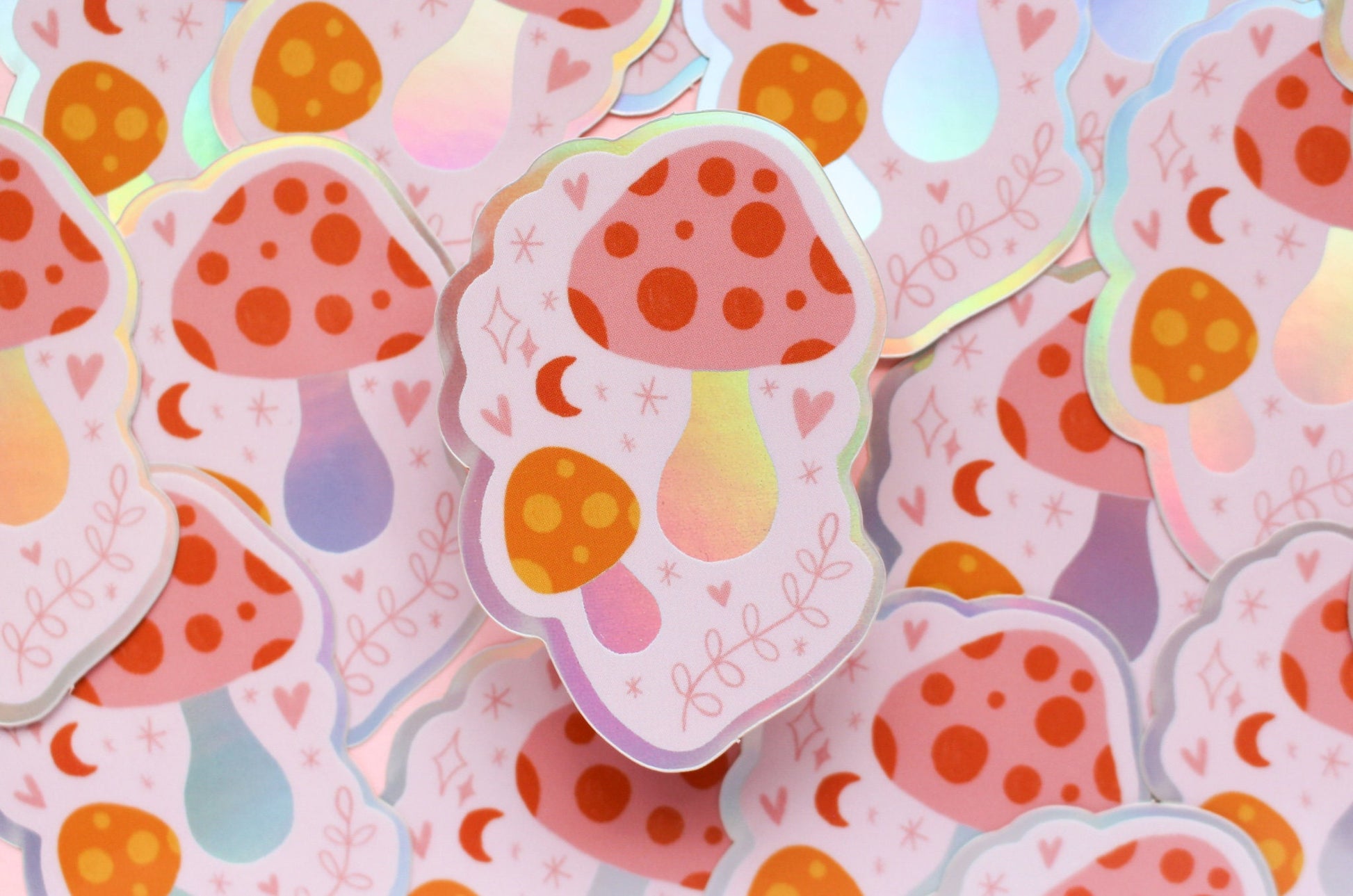Mushroom Sticker Holographic Vinyl - Witchy, Magic, Cottagecore