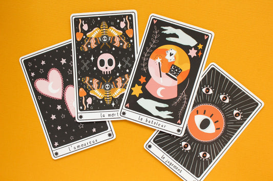 Tarot Card Vinyl Sticker Set - Scrapbooking - Craft - Pumpkin - Halloween - Moon - Sun