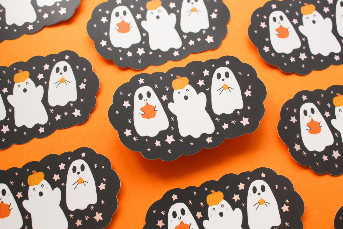 Cute Ghost Pumpkin Holographic Sticker - Matte Vinyl