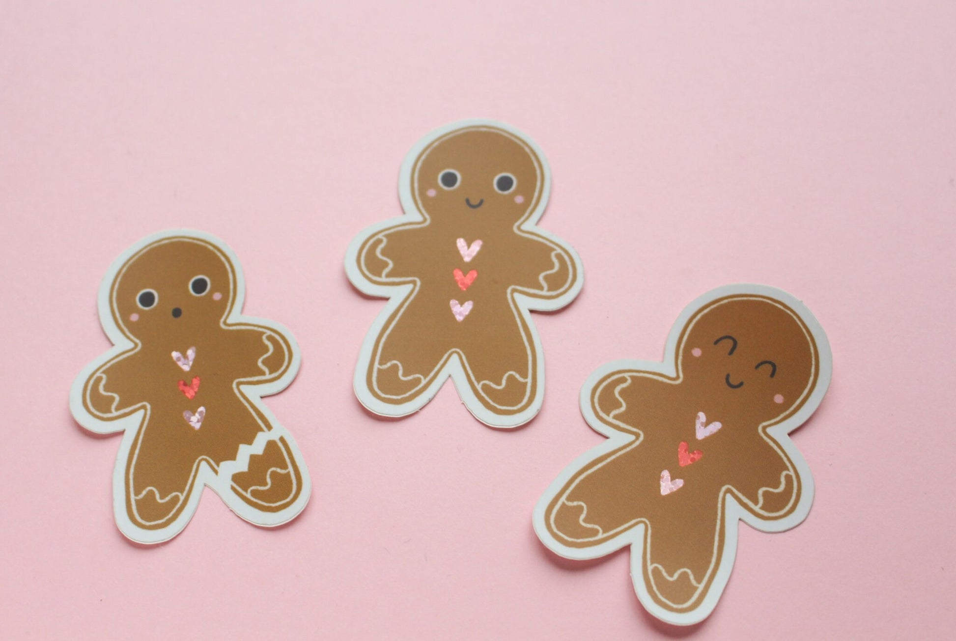 Gingerbread Glitter Vinyl Sticker Pack - Christmas Gifting, Festive, Christmas Crafts