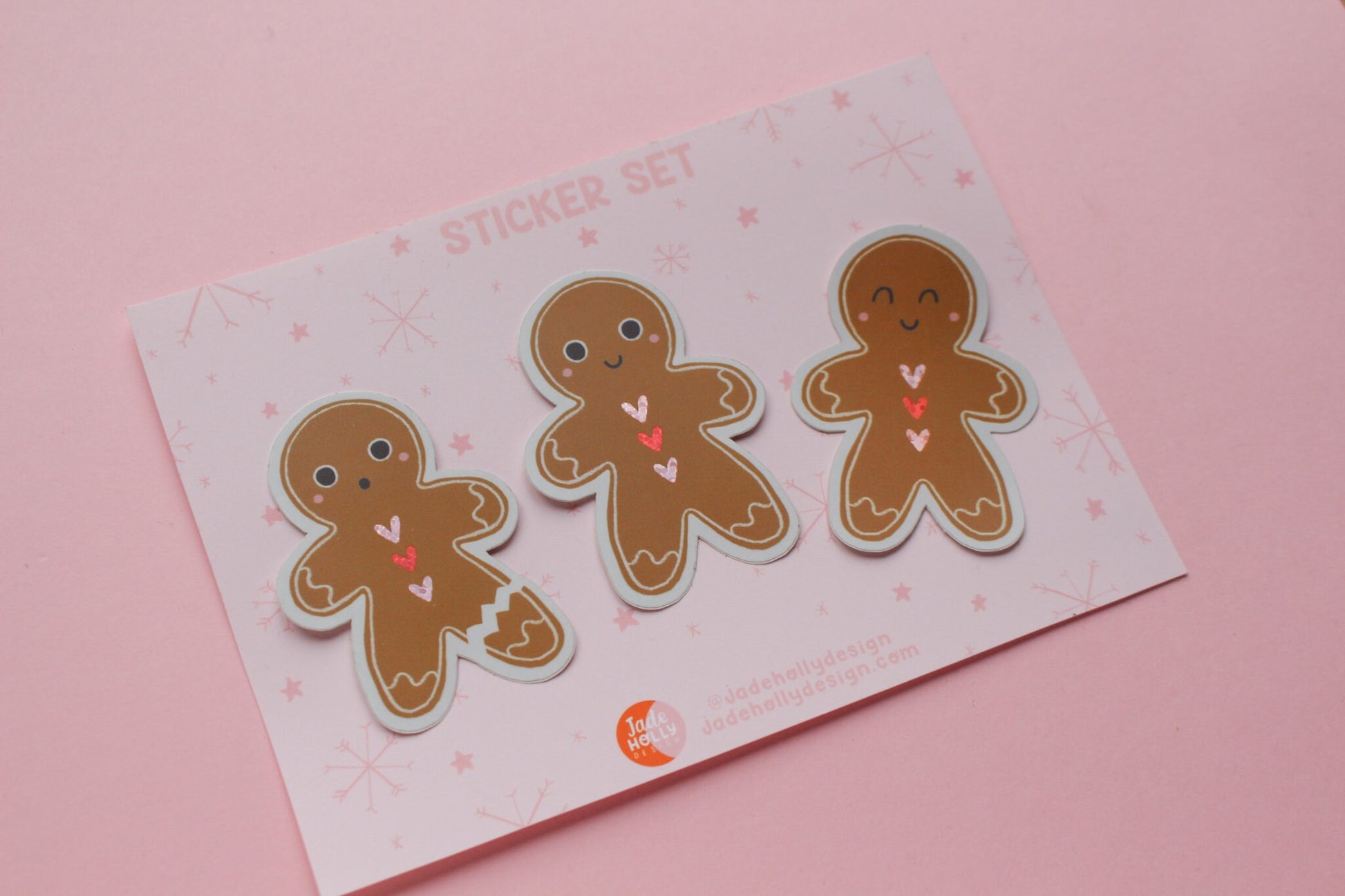 Gingerbread Glitter Vinyl Sticker Pack - Christmas Gifting, Festive, Christmas Crafts