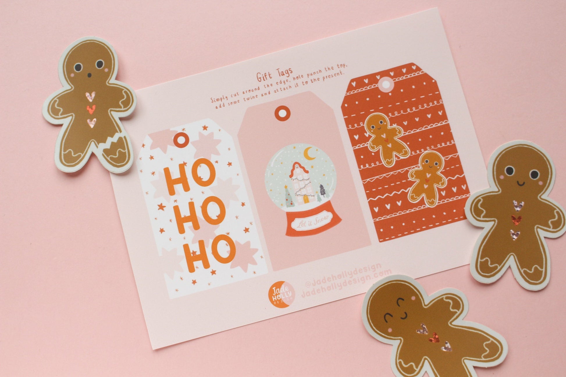 Gingerbread Glitter Vinyl Sticker Pack - Christmas Gifting, Festive, Christmas Crafts