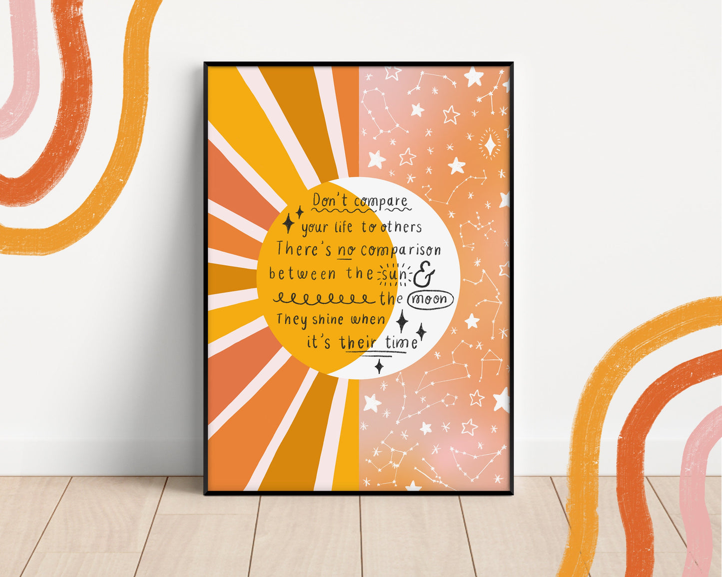 Moon & Sun Quote Wall Art Print - A5 or A4 - Celestial, Whimsical, Positive Affirmation