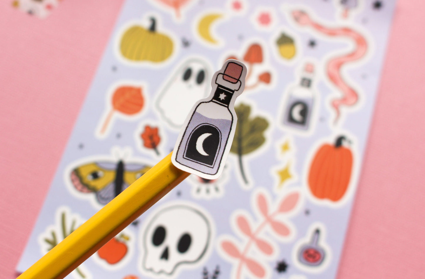 Halloween Vinyl Sticker Sheet - journal stickers, scrapbook stickers, planner, Spooky season, pumpkins, ghosties, moth, witchy, autumnal