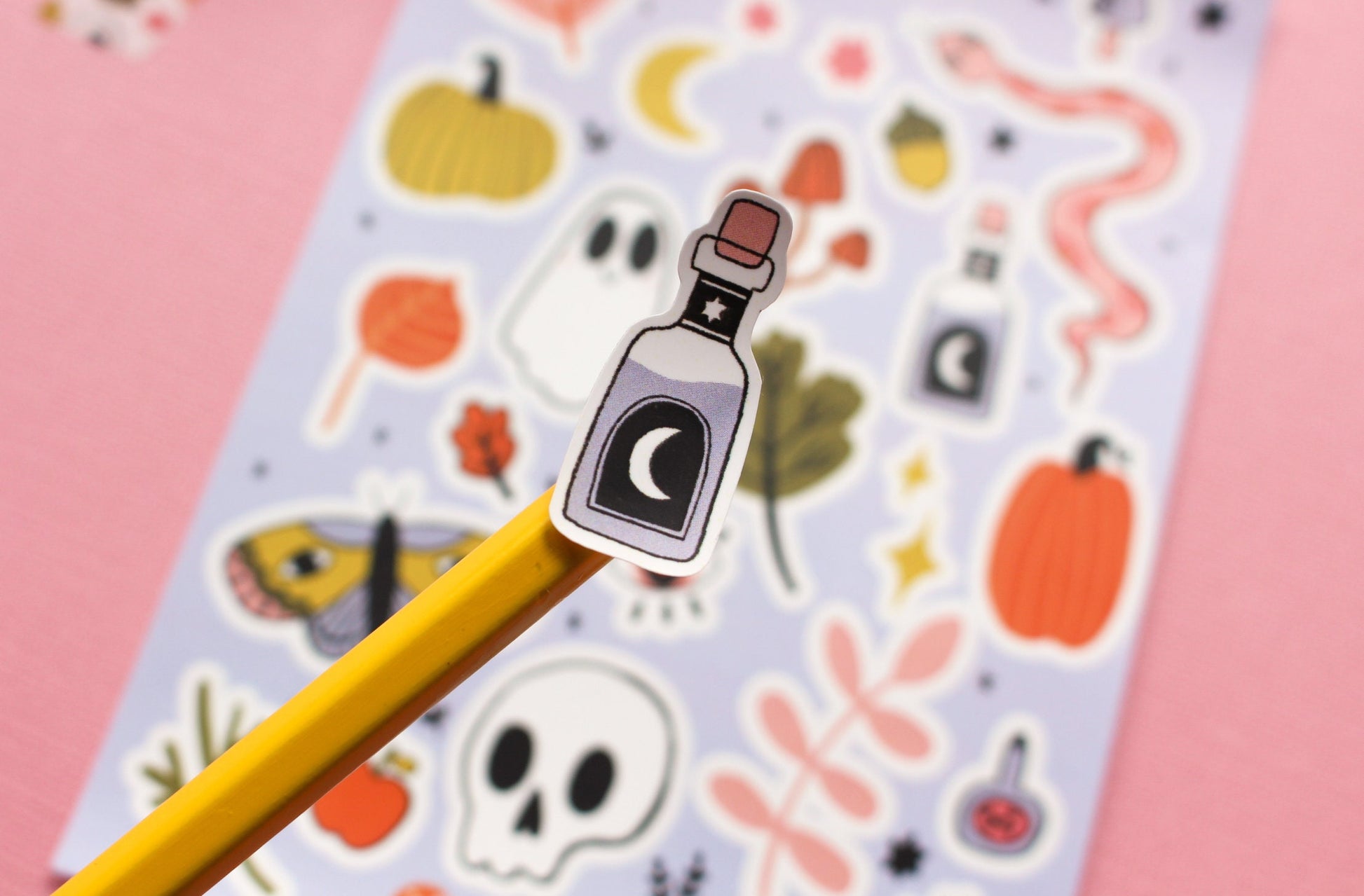 Halloween Vinyl Sticker Sheet - journal stickers, scrapbook stickers, planner, Spooky season, pumpkins, ghosties, moth, witchy, autumnal