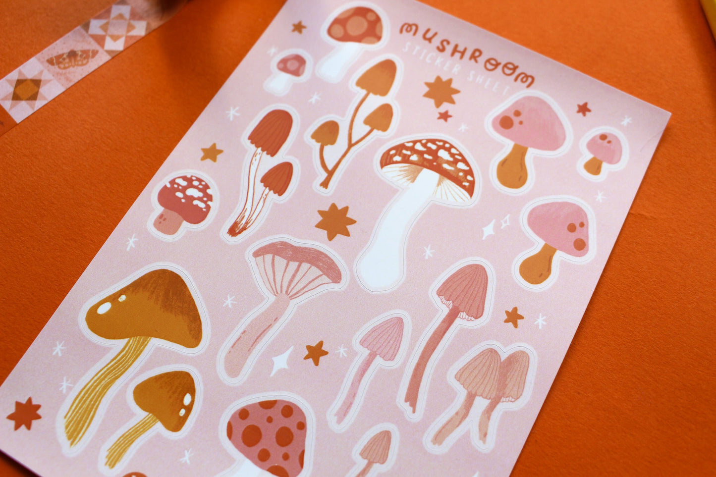 Mushroom Vinyl Sticker Sheet - journal stickers, scrapbook stickers, planner, autumnal