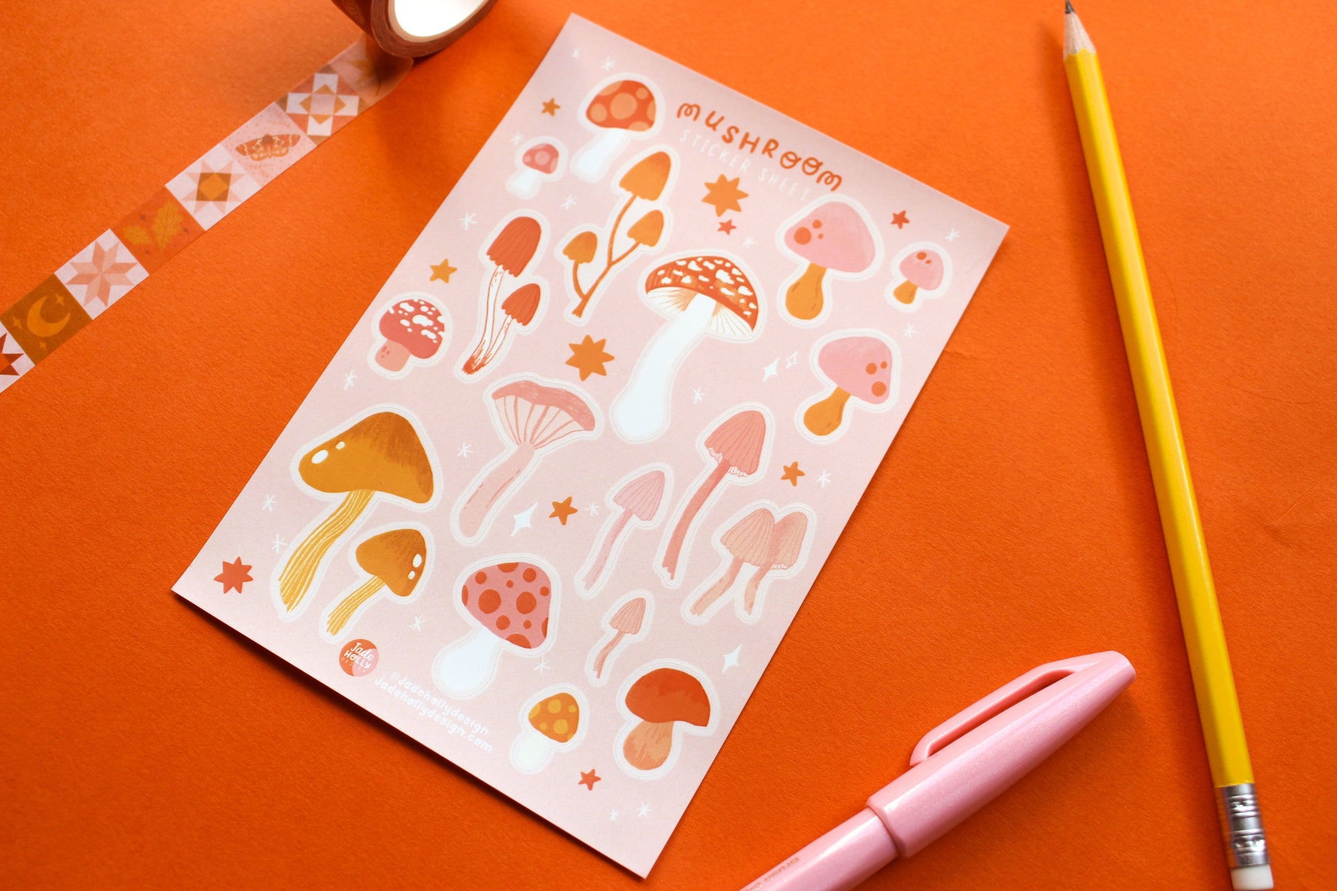 Mushroom Vinyl Sticker Sheet - journal stickers, scrapbook stickers, planner, autumnal