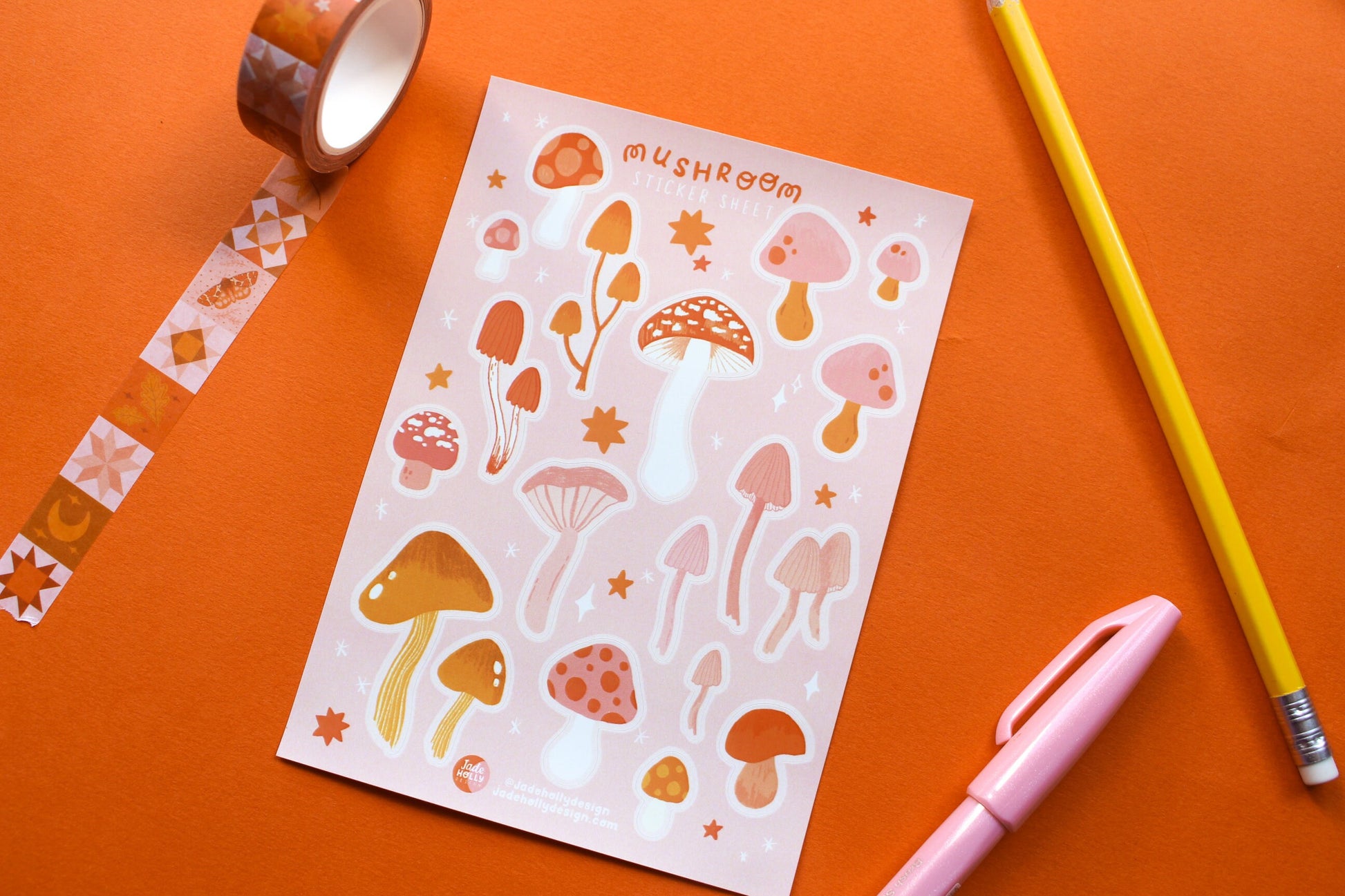 Mushroom Vinyl Sticker Sheet - journal stickers, scrapbook stickers, planner, autumnal