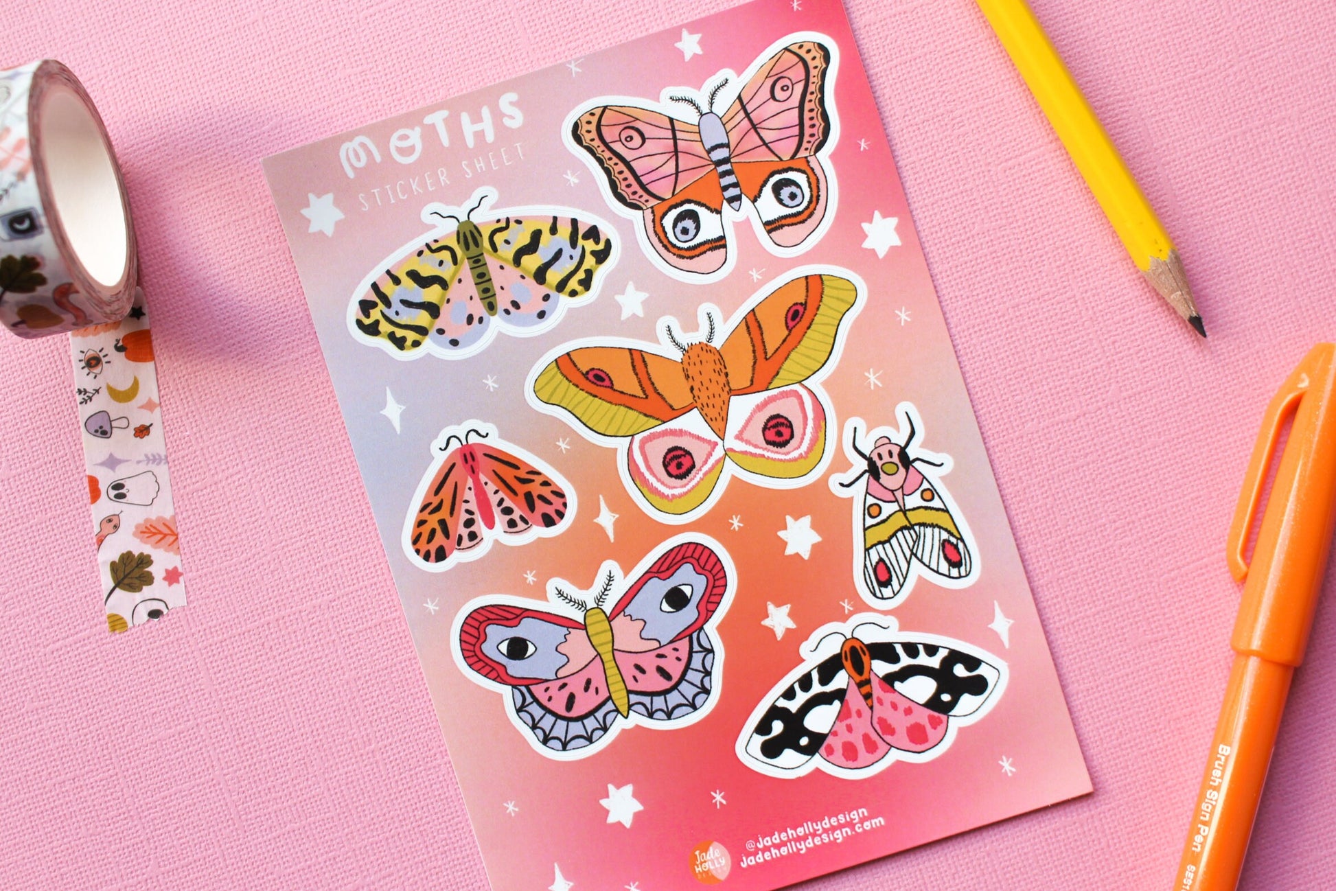 Moth Vinyl Sticker Sheet - journal stickers, scrapbook stickers, planner, autumnal