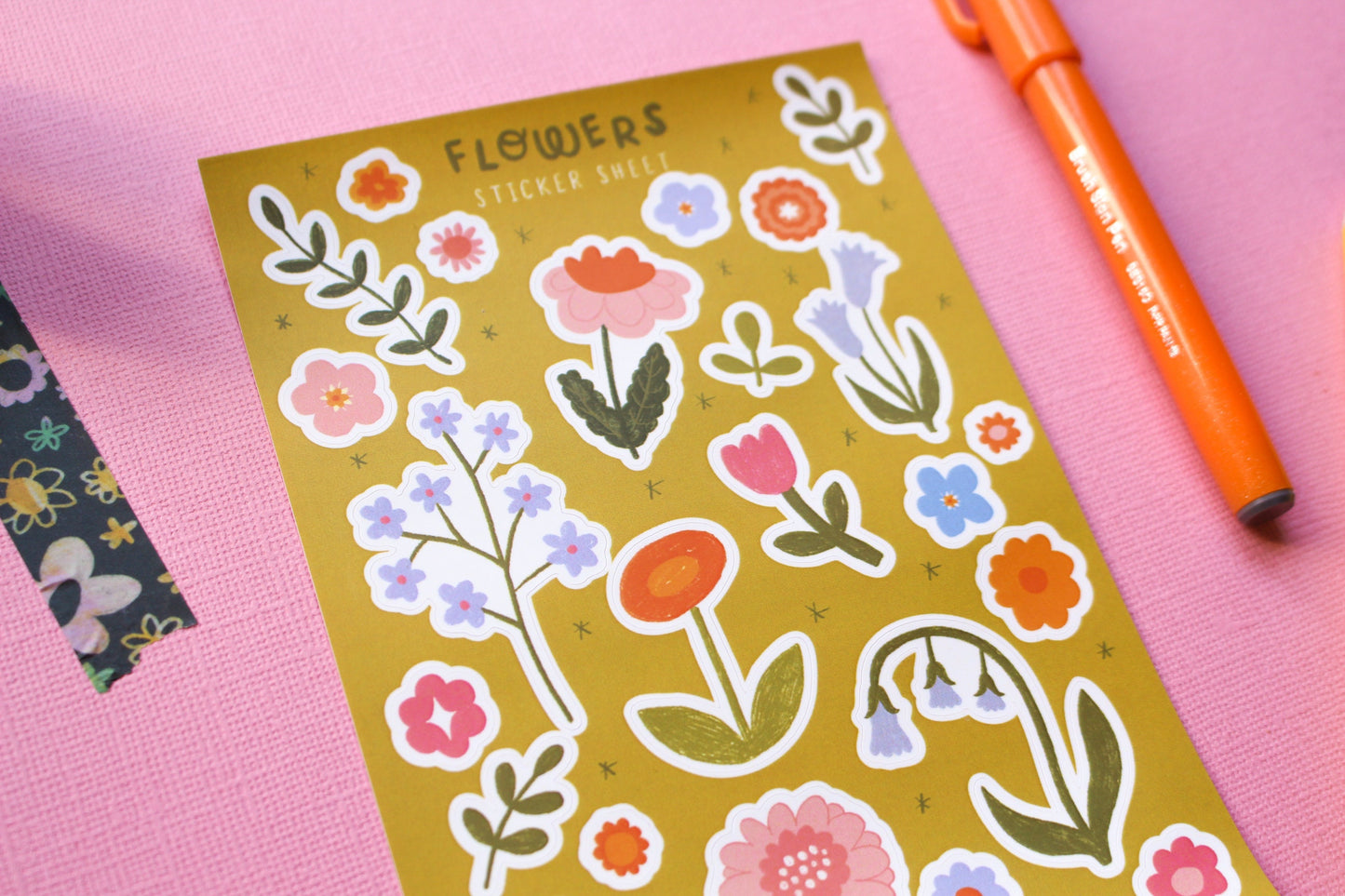 Flower Vinyl Sticker Sheet - journal stickers, scrapbook stickers, planner, floral,