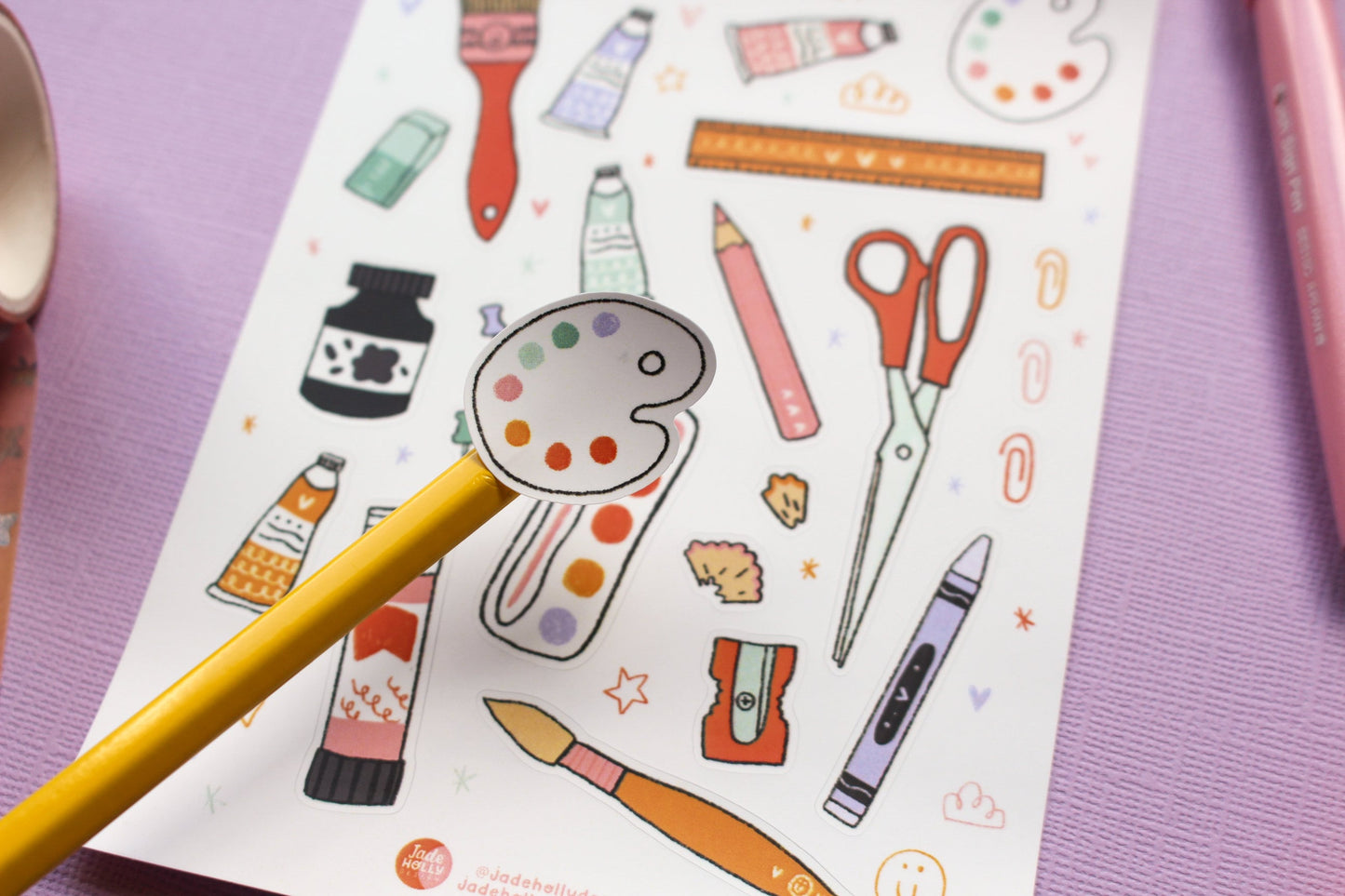 Art Supplies Vinyl Sticker Sheet - journal stickers, scrapbook stickers, planner,