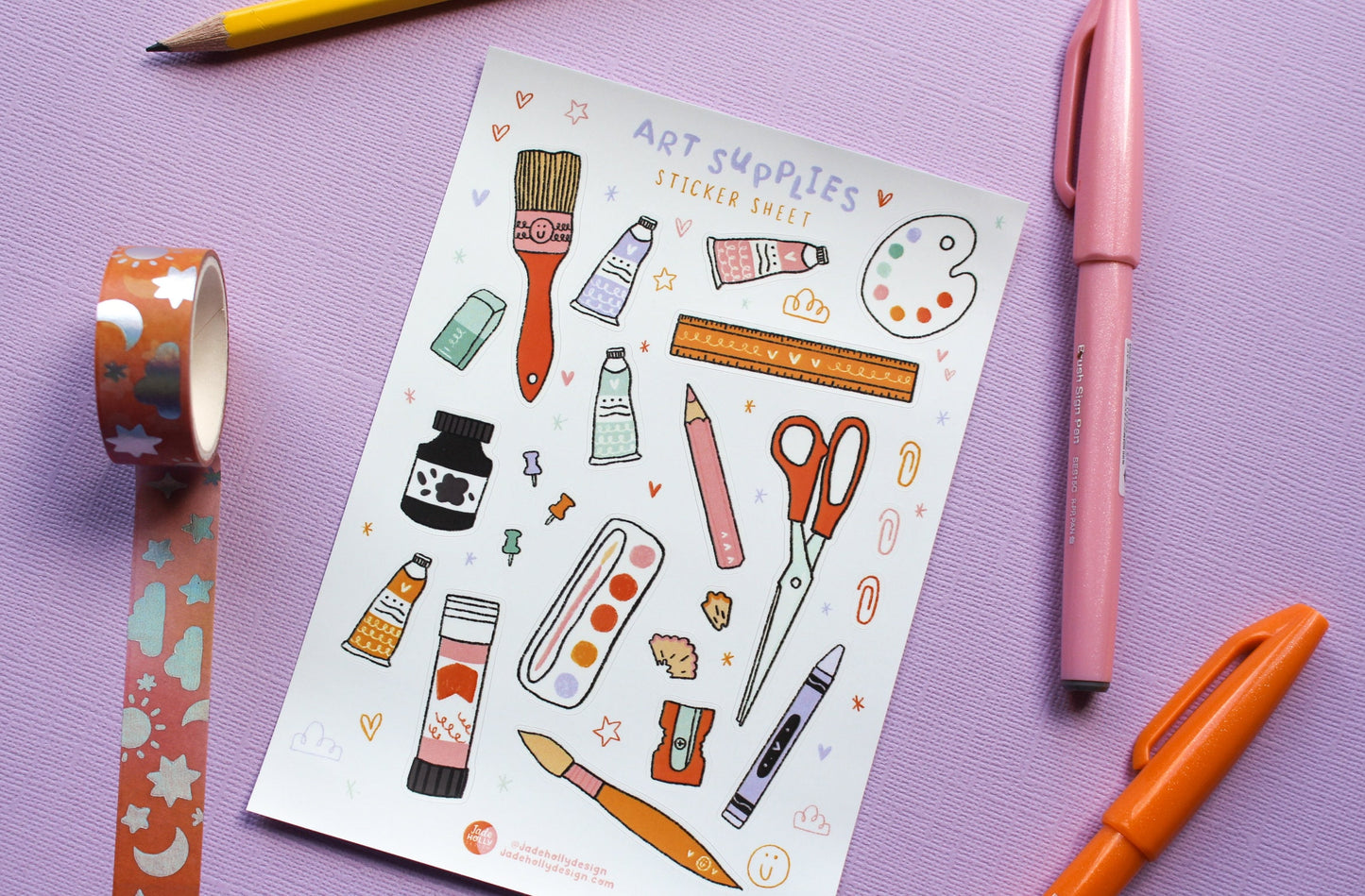 Art Supplies Vinyl Sticker Sheet - journal stickers, scrapbook stickers, planner,