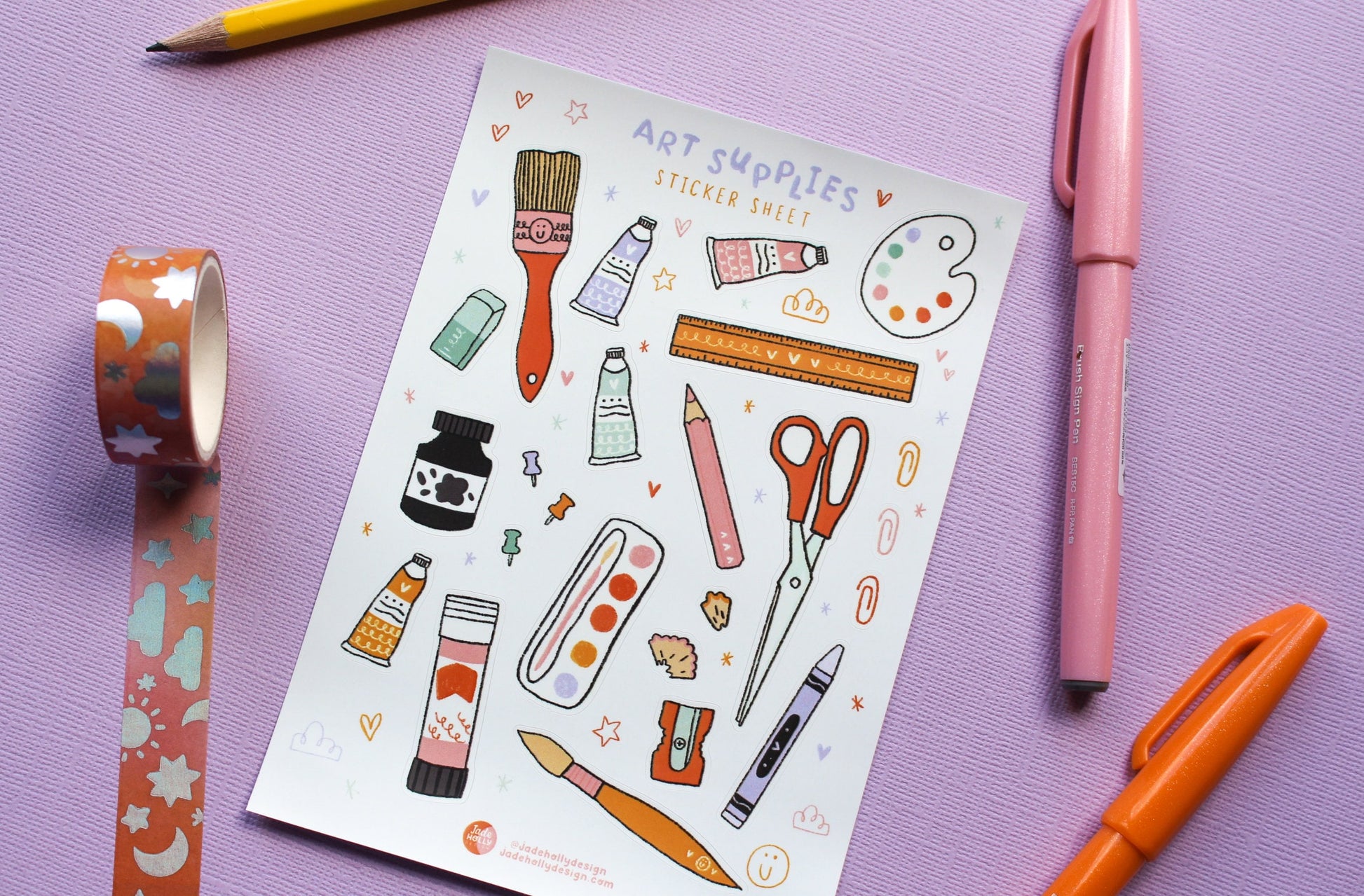 Art Supplies Vinyl Sticker Sheet - journal stickers, scrapbook stickers, planner,