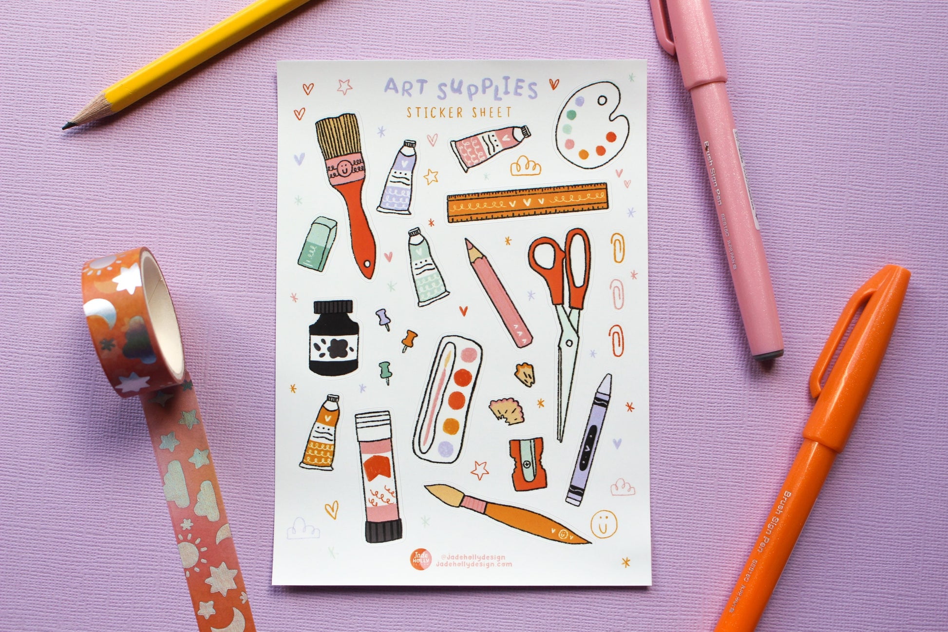 Art Supplies Vinyl Sticker Sheet - journal stickers, scrapbook stickers, planner,