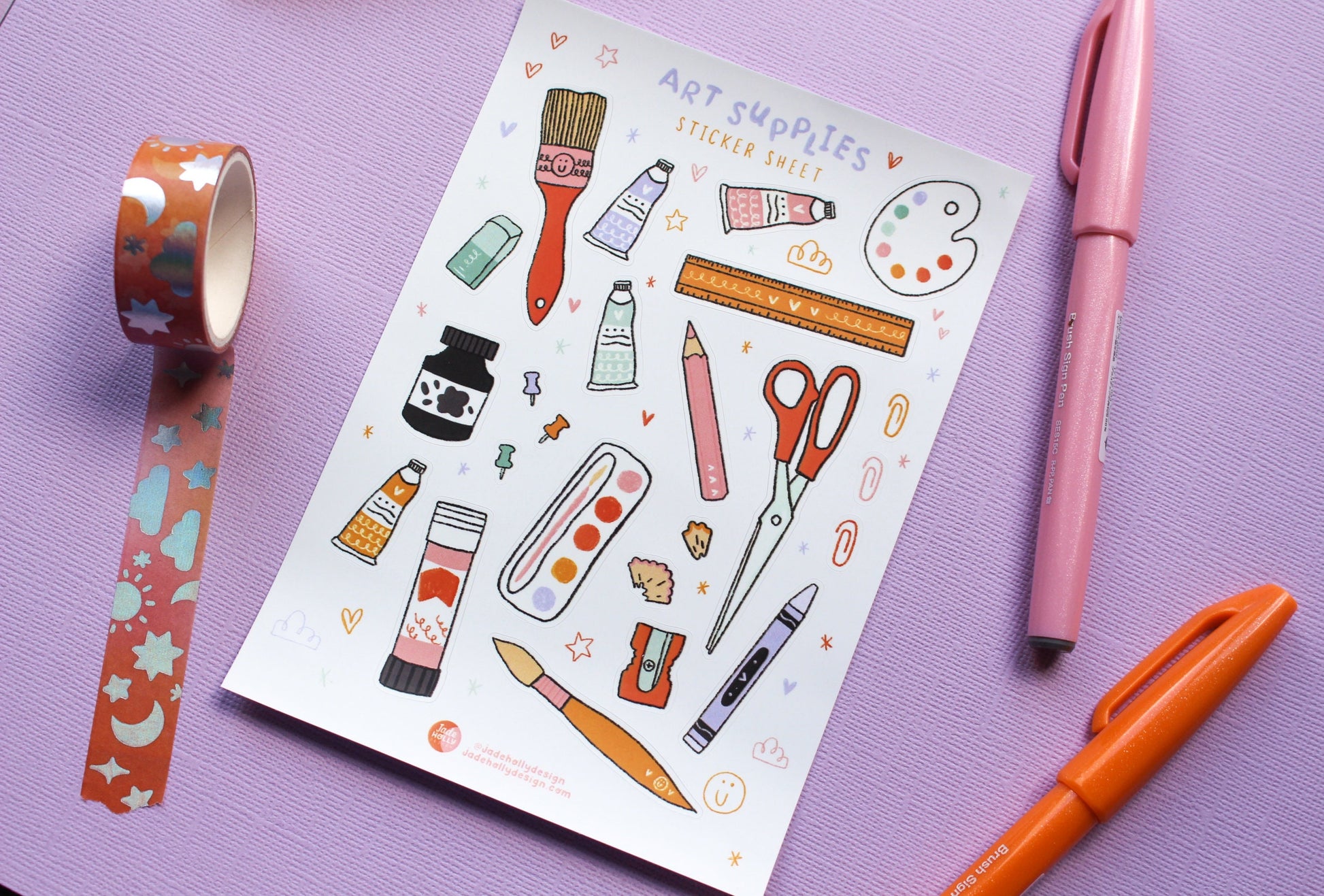 Art Supplies Vinyl Sticker Sheet - journal stickers, scrapbook stickers, planner,
