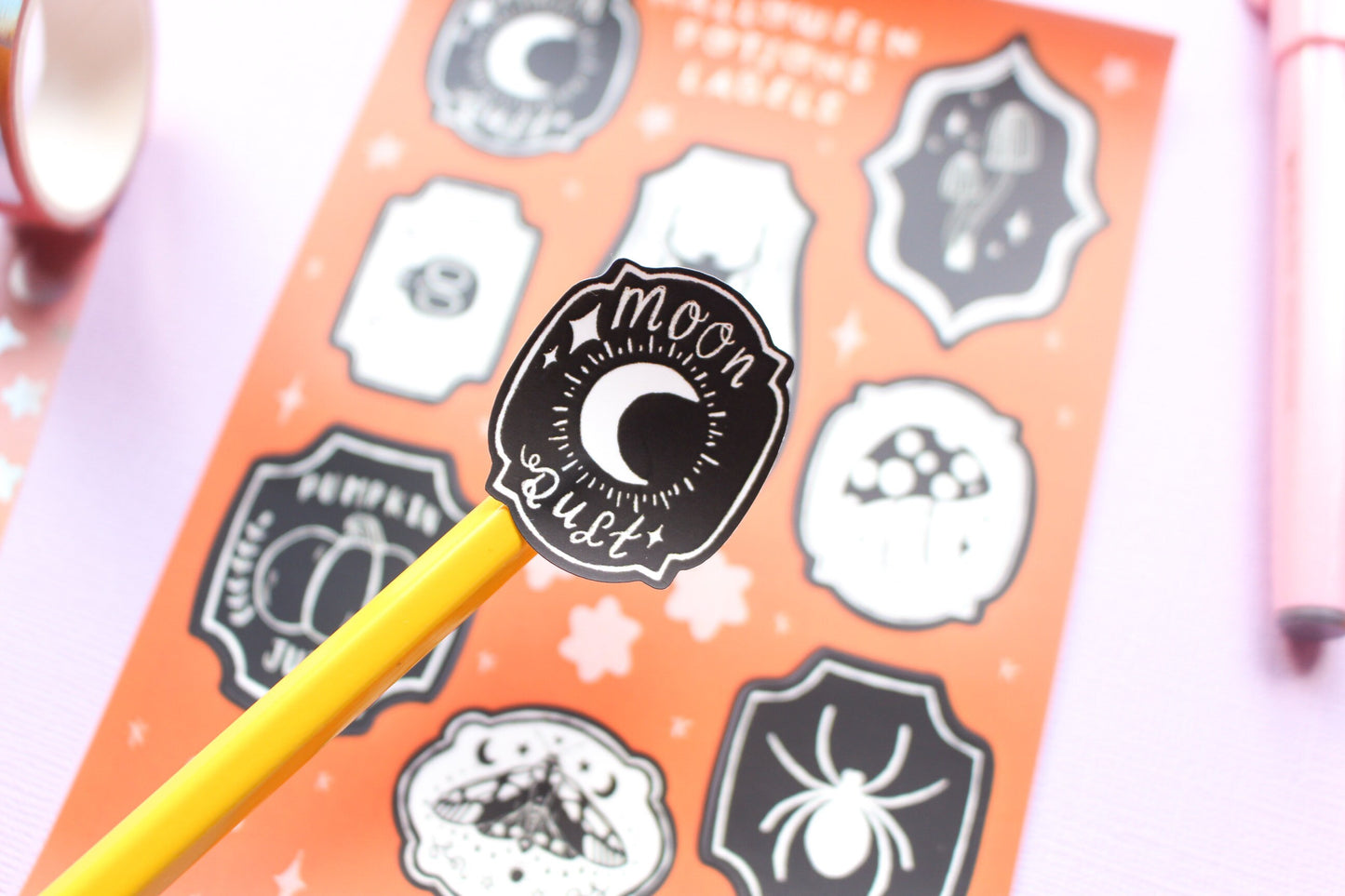Mini Potion Labels Vinyl Sticker Sheet - Spooky season, pumpkins, ghosties, moth, witchy, autumnal