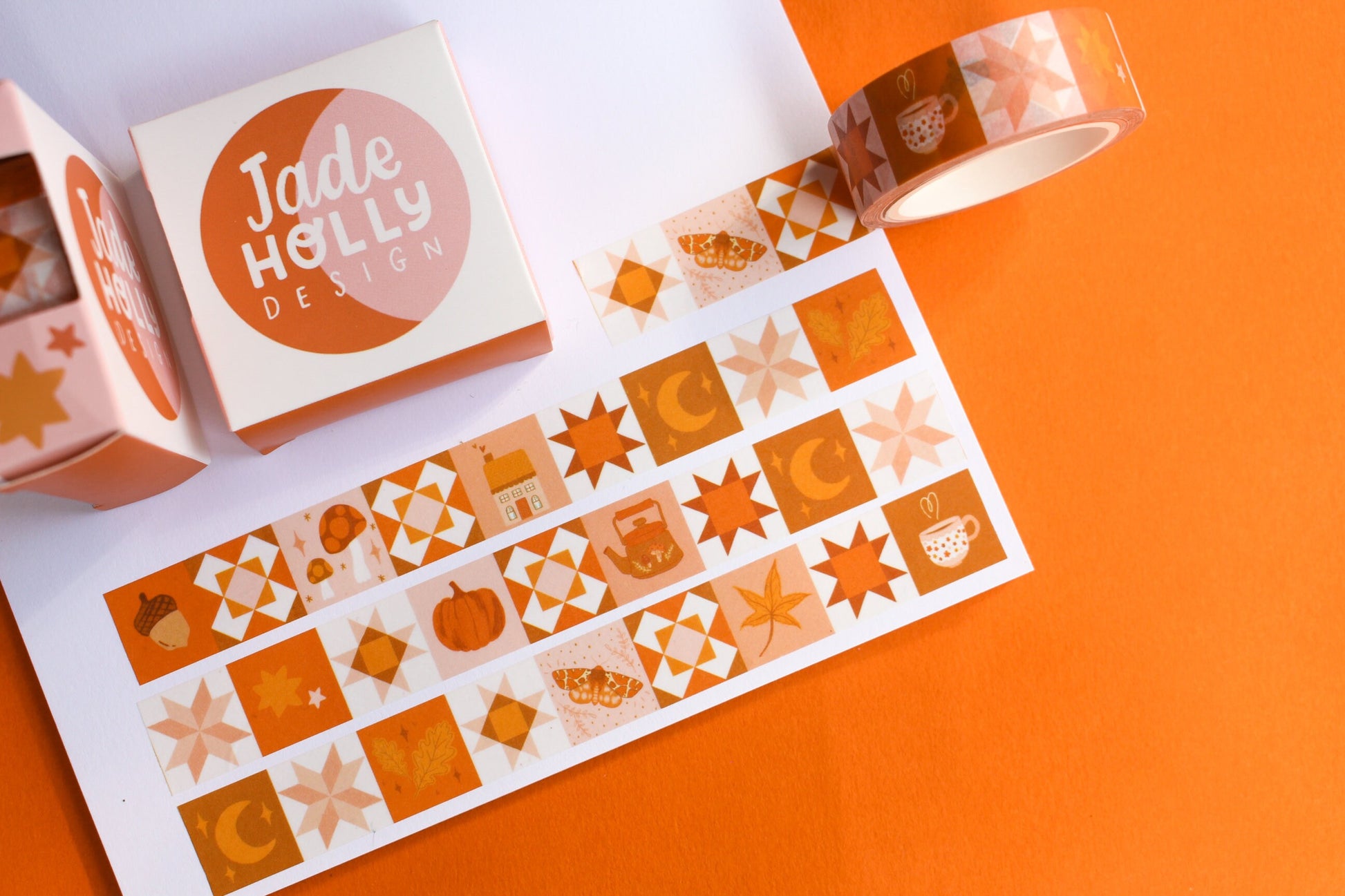 Autumn Patchwork Washi Tape, Mushroom, Witch, Halloween, Decorative Tape