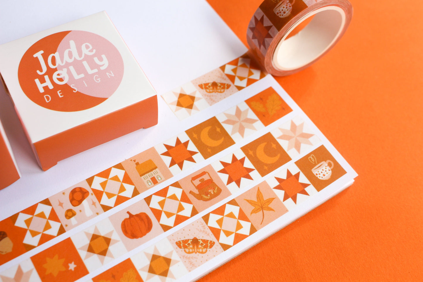 Autumn Patchwork Washi Tape, Mushroom, Witch, Halloween, Decorative Tape