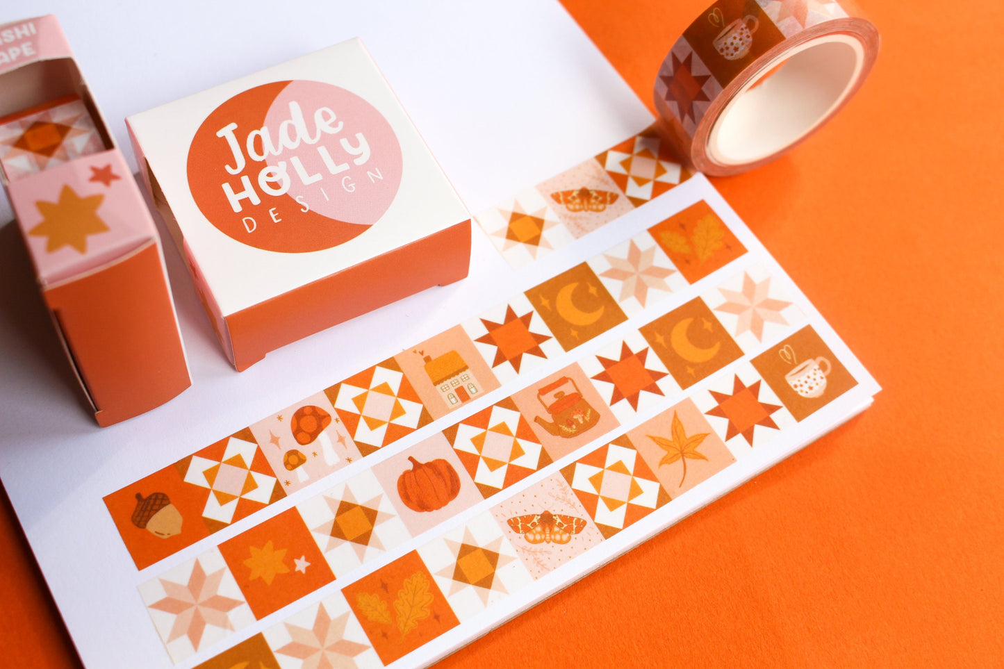 Autumn Patchwork Washi Tape, Mushroom, Witch, Halloween, Decorative Tape