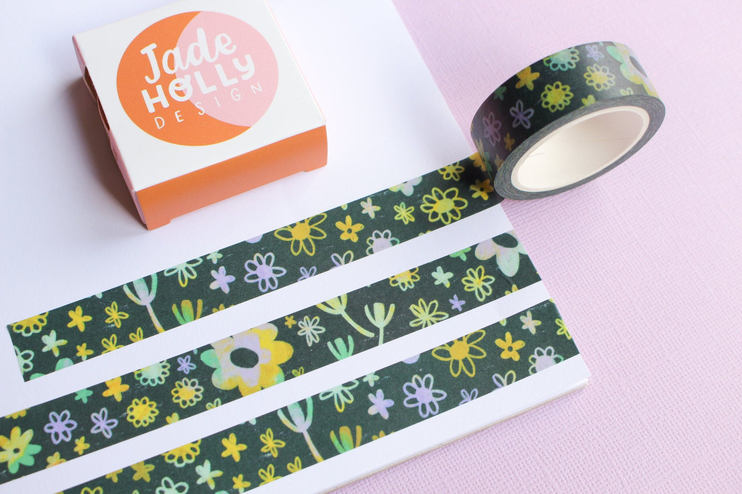 Green Floral Scribble Washi Tape - Decorative Tape