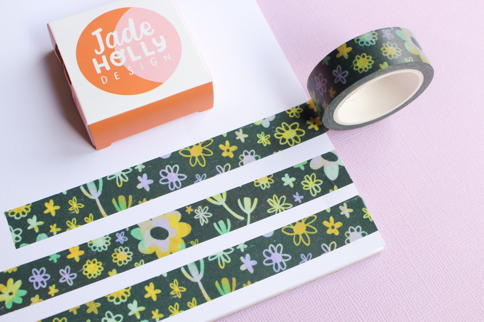 Green Floral Scribble Washi Tape - Decorative Tape