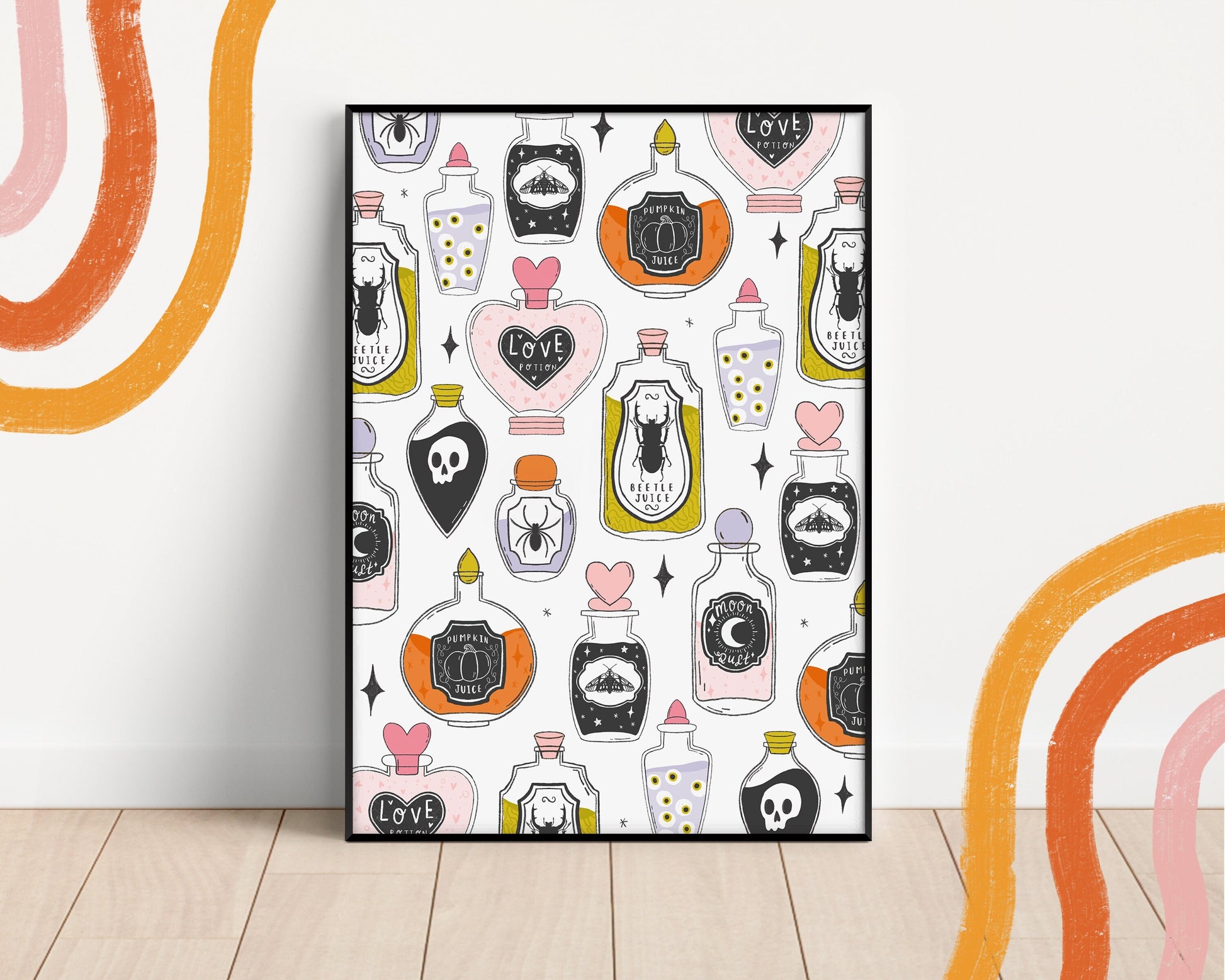 Pastel Halloween Potions Print – Witchy Spooky Season Art