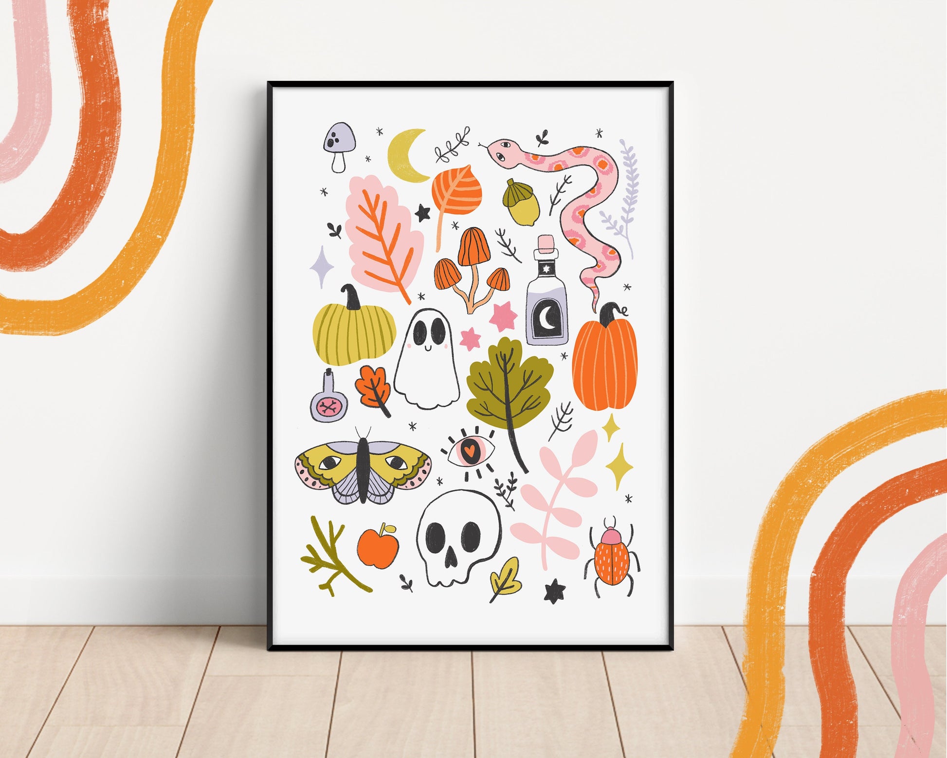 Pastel Halloween Print – Cute Spooky Season Illustration (A5, A4, A3)