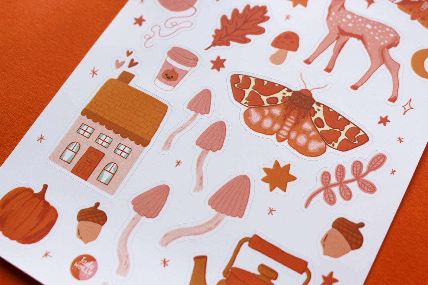 Autumn Vinyl Sticker Sheet - journal stickers, scrapbook stickers, planner, pumpkins, ghosties, witchy, autumnal
