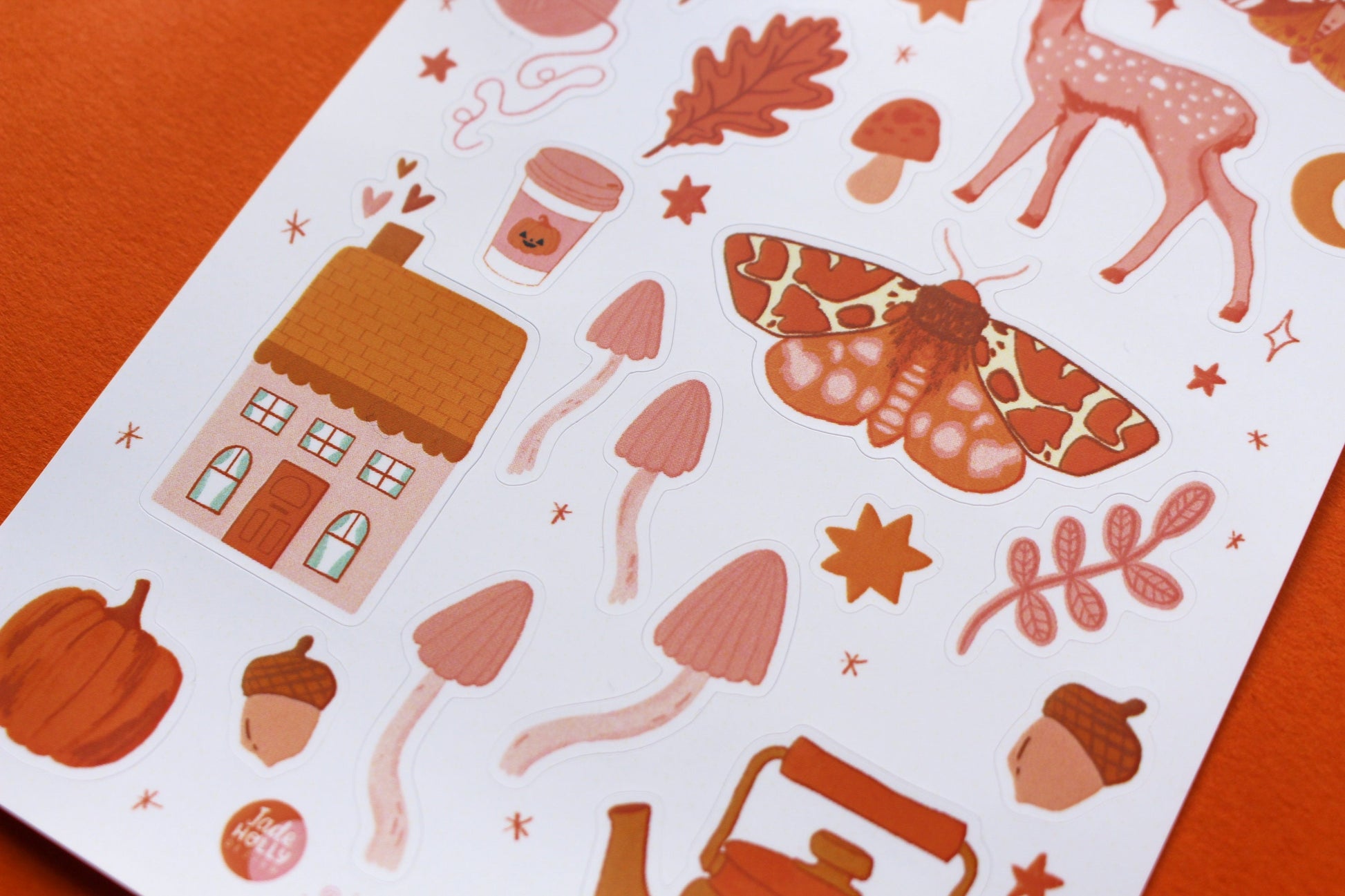 Autumn Vinyl Sticker Sheet - journal stickers, scrapbook stickers, planner, pumpkins, ghosties, witchy, autumnal