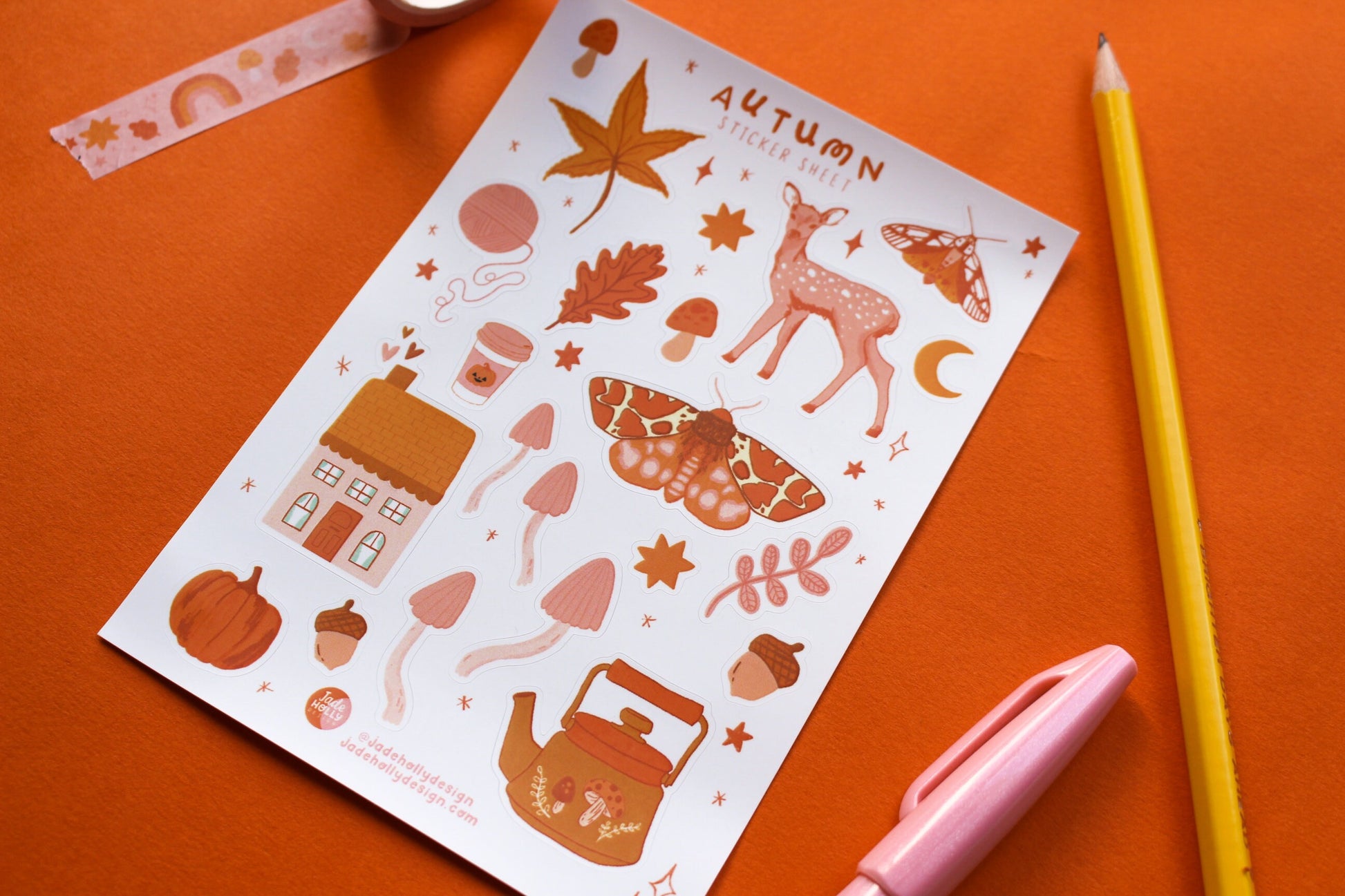Autumn Vinyl Sticker Sheet - journal stickers, scrapbook stickers, planner, pumpkins, ghosties, witchy, autumnal