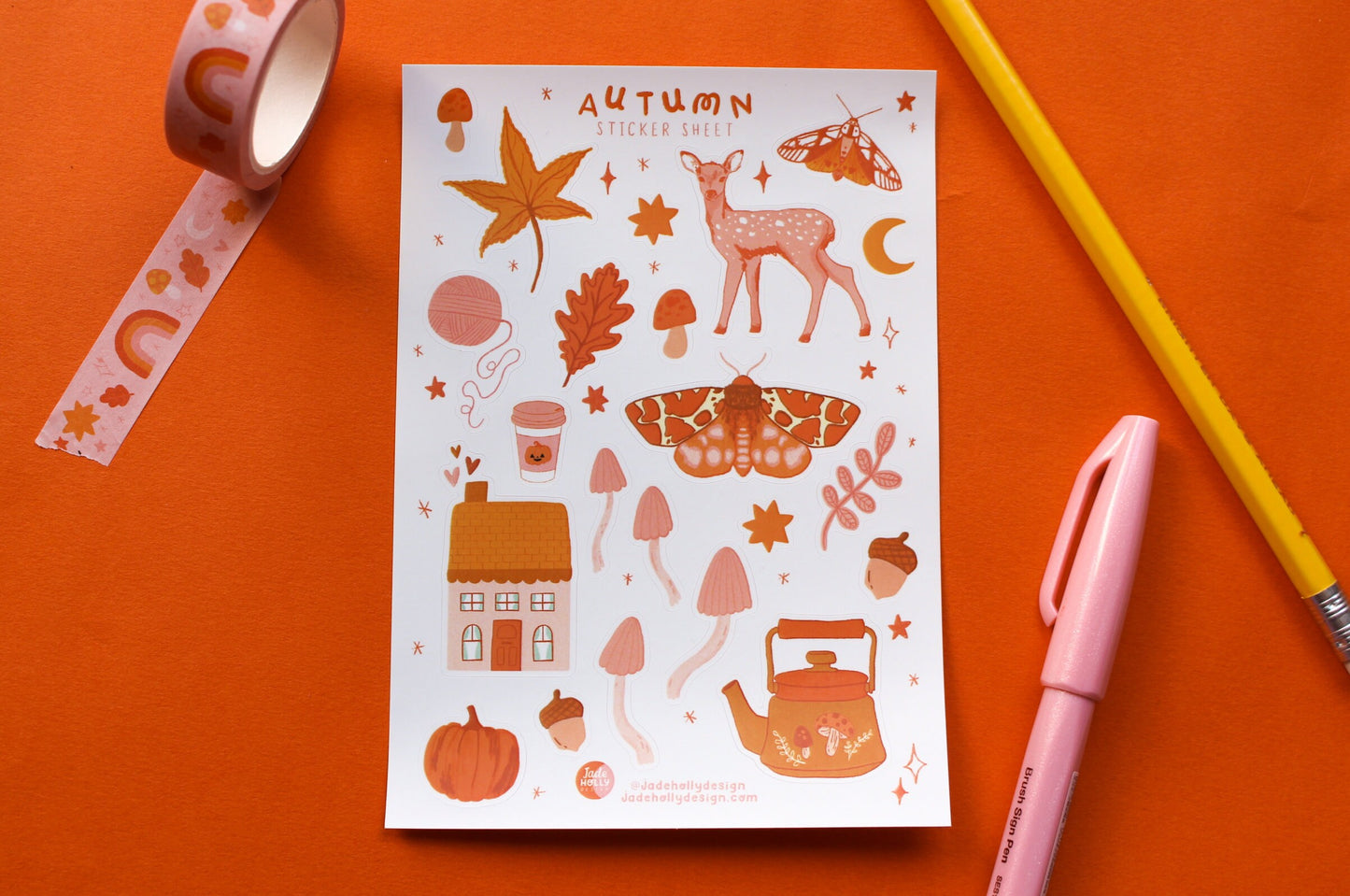 Autumn Vinyl Sticker Sheet - journal stickers, scrapbook stickers, planner, pumpkins, ghosties, witchy, autumnal