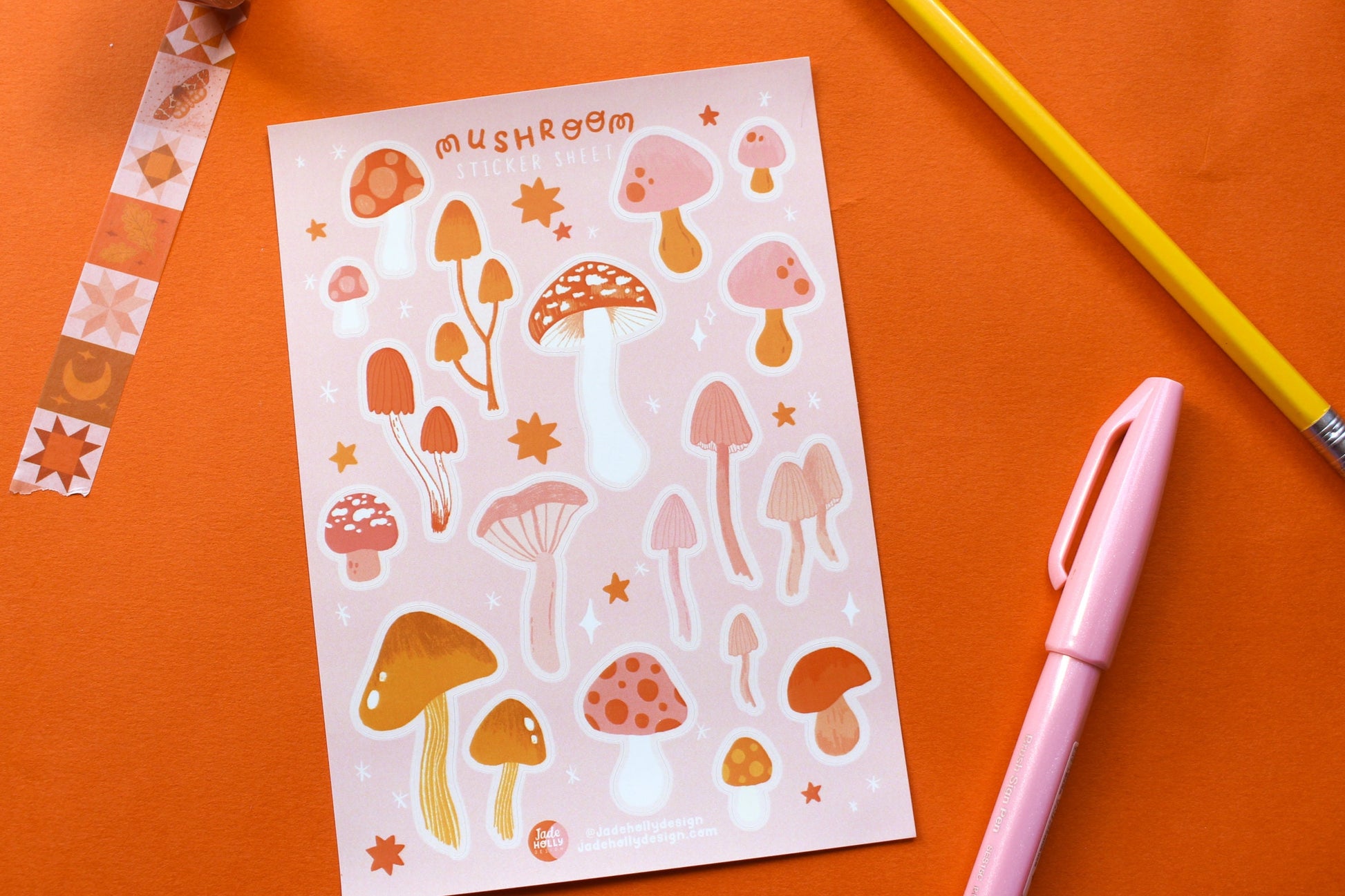 Mushroom Vinyl Sticker Sheet - journal stickers, scrapbook stickers, planner, autumnal