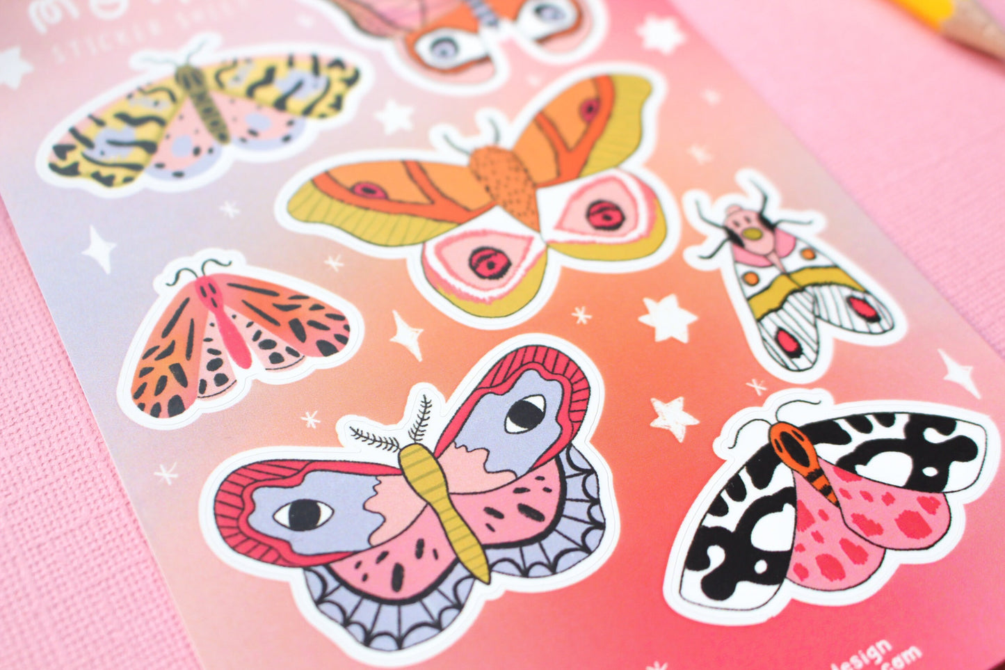 Moth Vinyl Sticker Sheet - journal stickers, scrapbook stickers, planner, autumnal